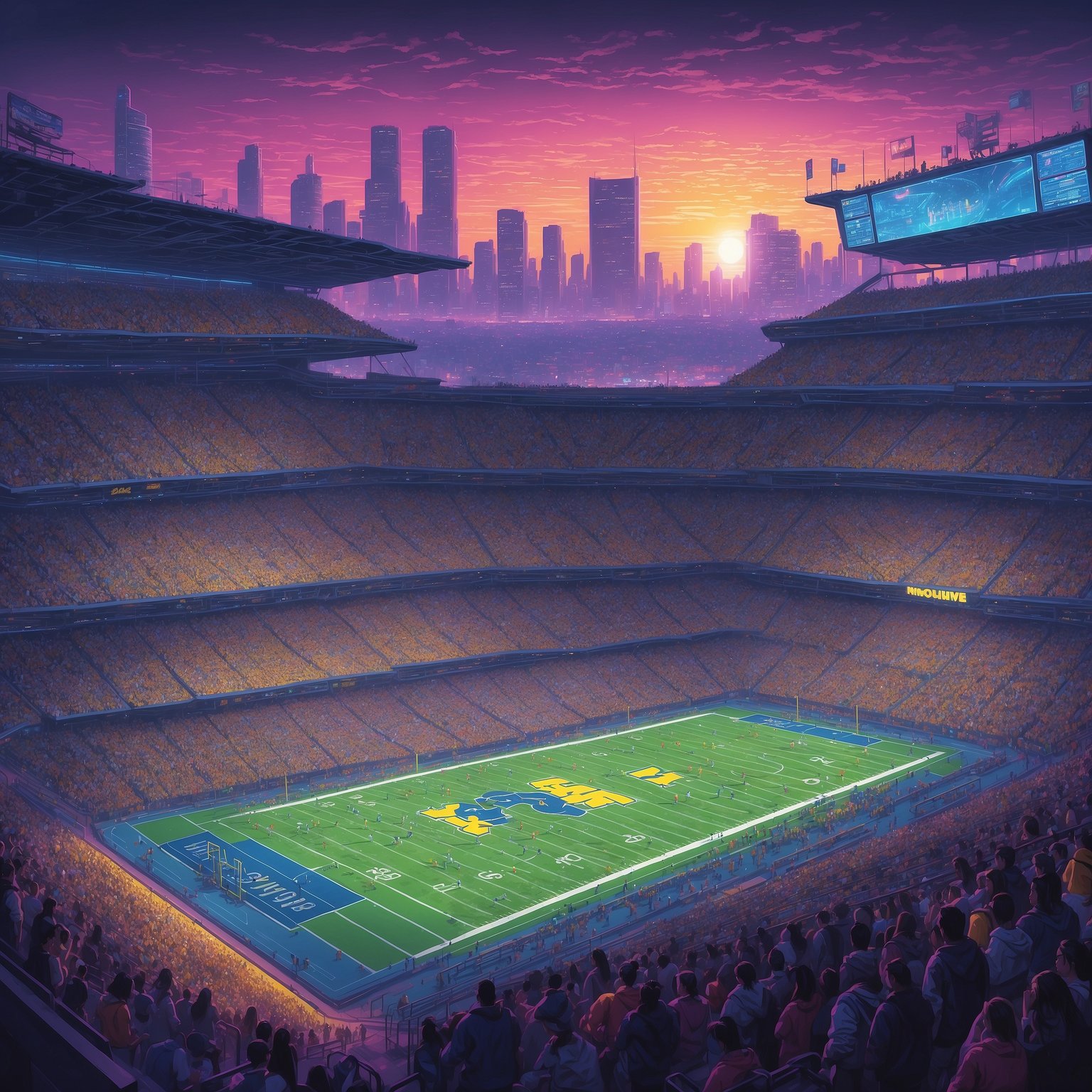 1. In a Bold Midnight Strategy, Michigan and USC Schedule Their Big Showdown When Even Their Alarm Clocks Are Doubting Life Choices - painting of Michigan Wolverines football venue