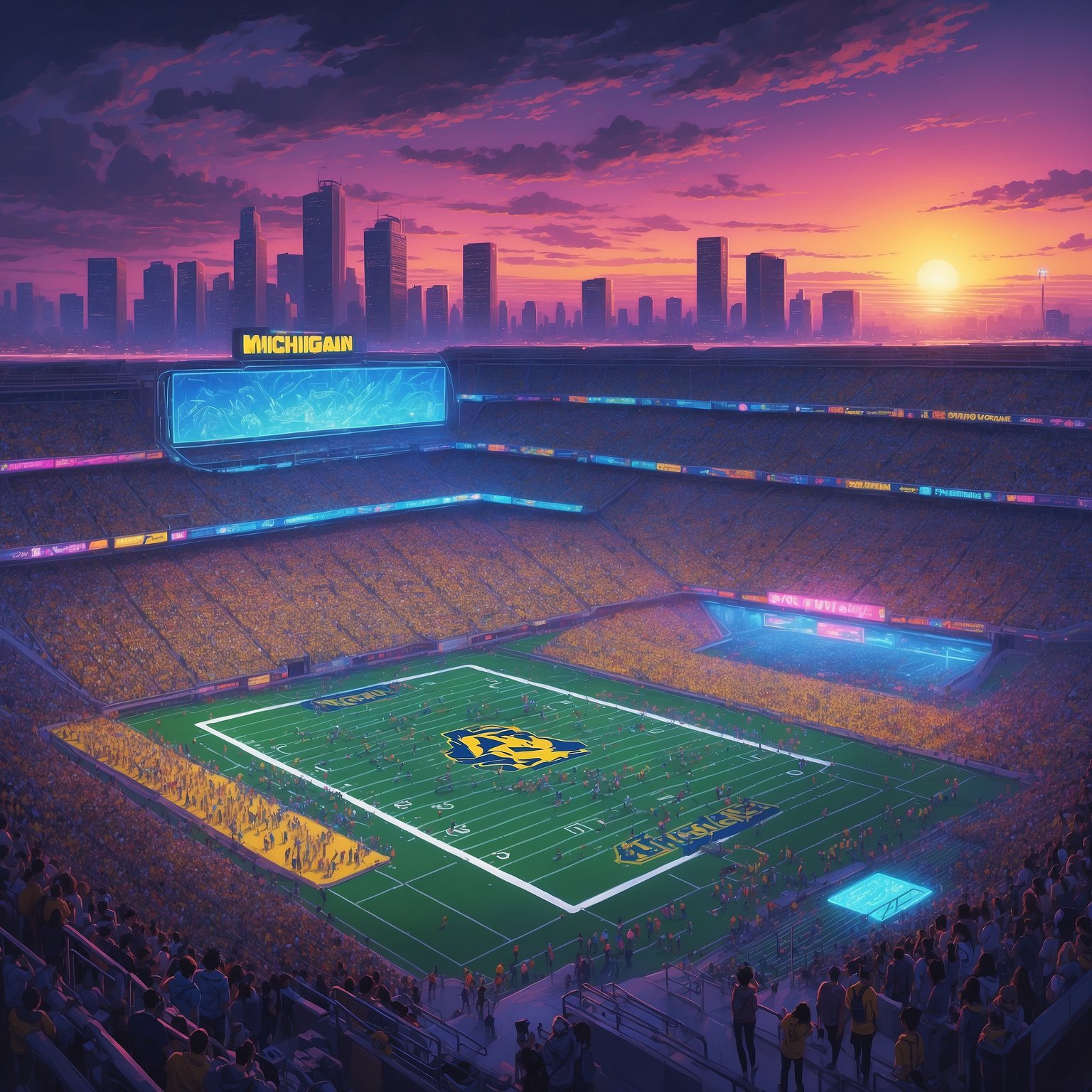 Bryce Underwood Shocked to Learn Big Ten Has Other QBs, Demands Rematch - painting of Michigan Wolverines football venue