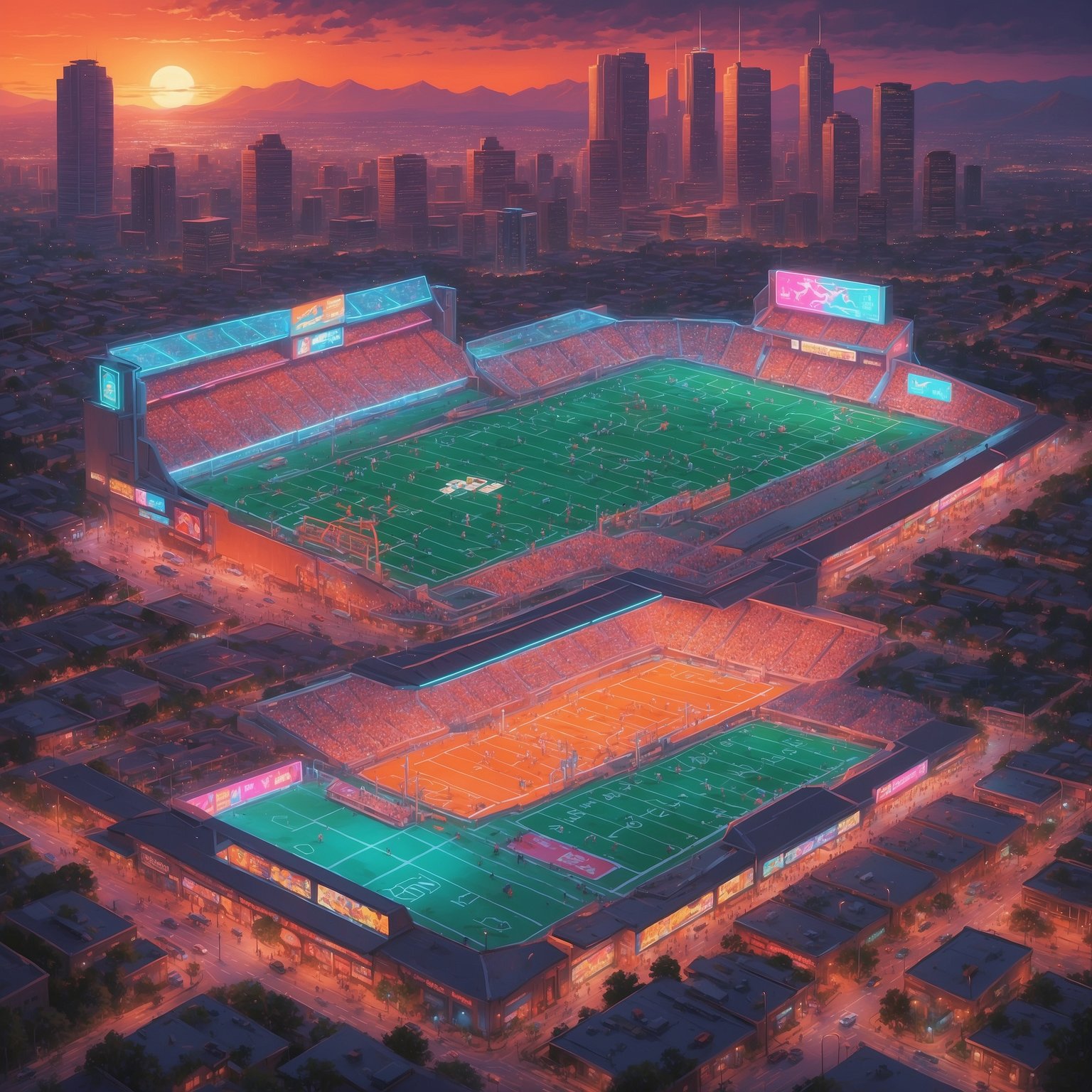 Bye Week? Never Heard Of It: Sarkisian Lands Helicopter to Ensure 5-Star Recruit Knows He’s Extra - painting of Texas Longhorns football venue