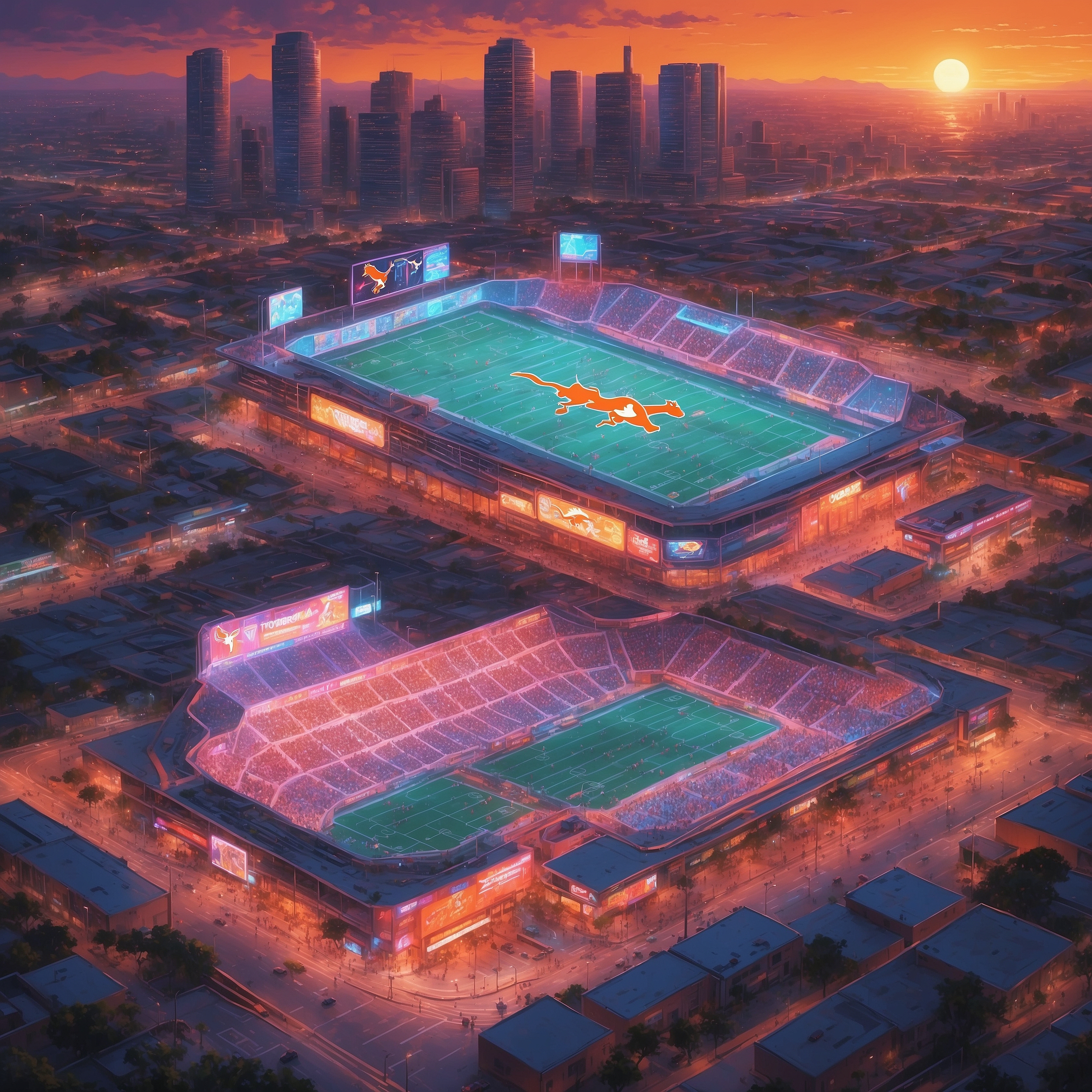 Coach Sarkisian Announces Mind-Blowing Discovery: Turns Out Winning Football Involves, Well, Playing Football - painting of Texas Longhorns football venue