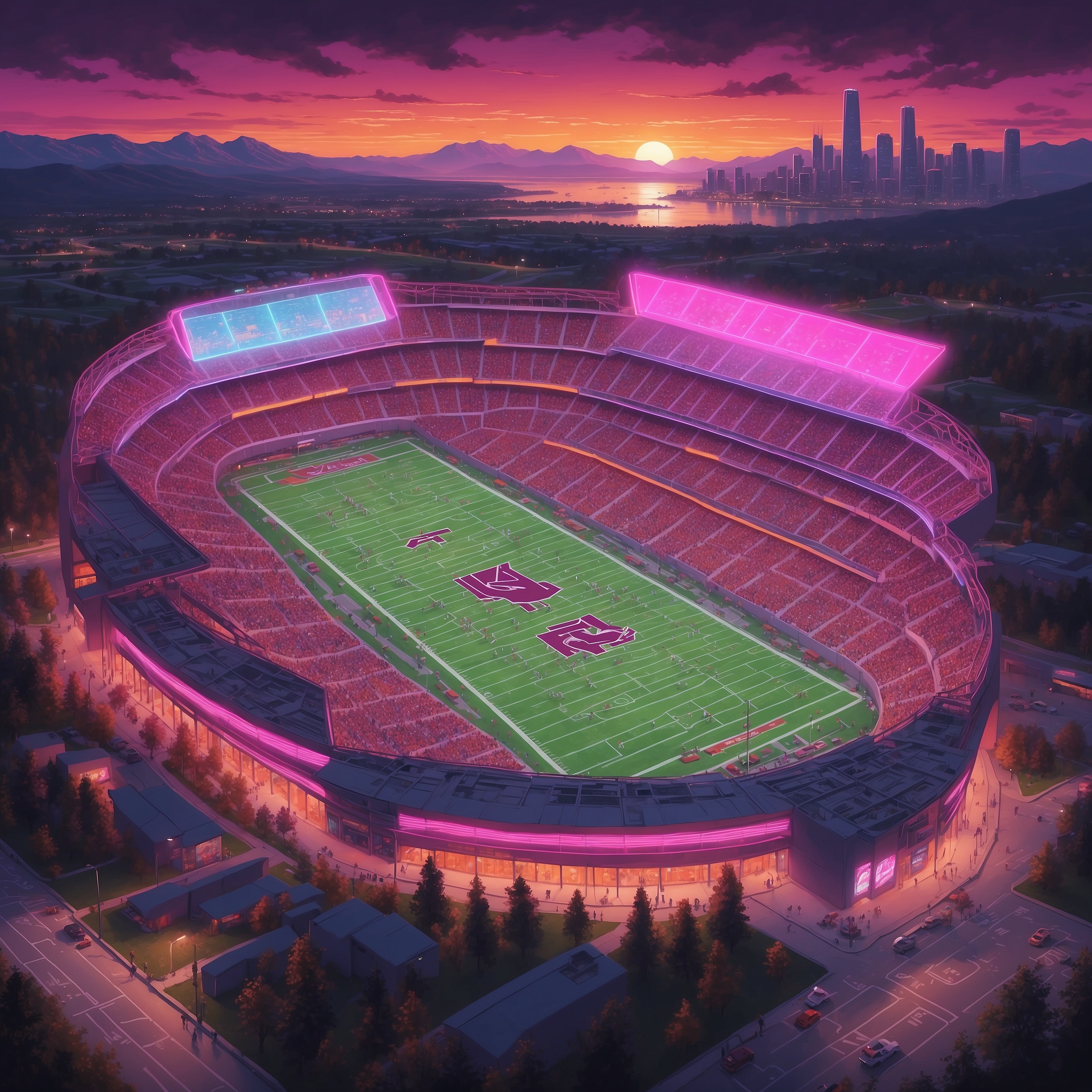 Editor Declares Himself Supreme Football Oracle, Warns of Impending Hokie Armageddon - painting of Virginia Tech Hokies football venue