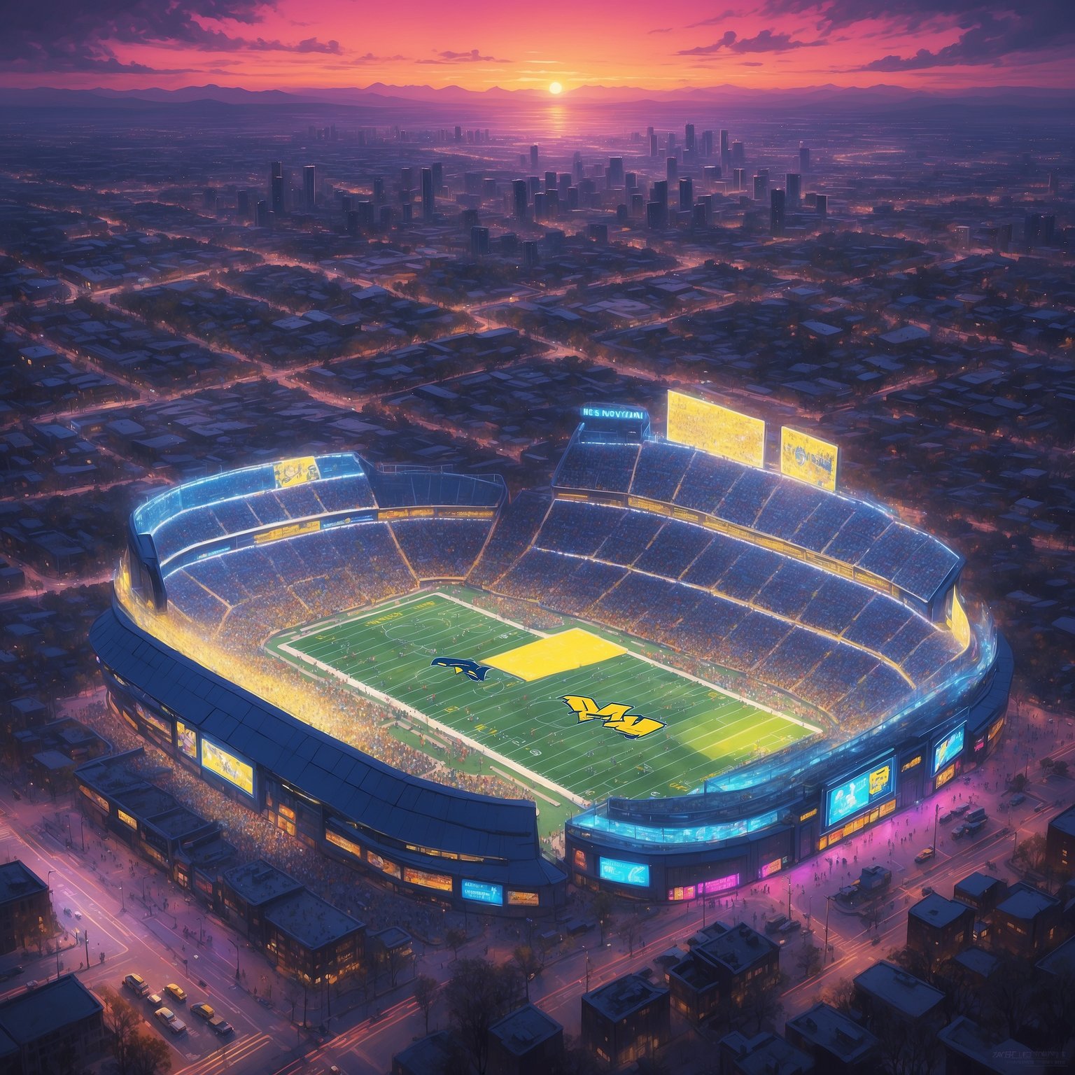 ESPN Demotes Michigan for Daring to Relax During Bye Week - painting of Michigan Wolverines football venue