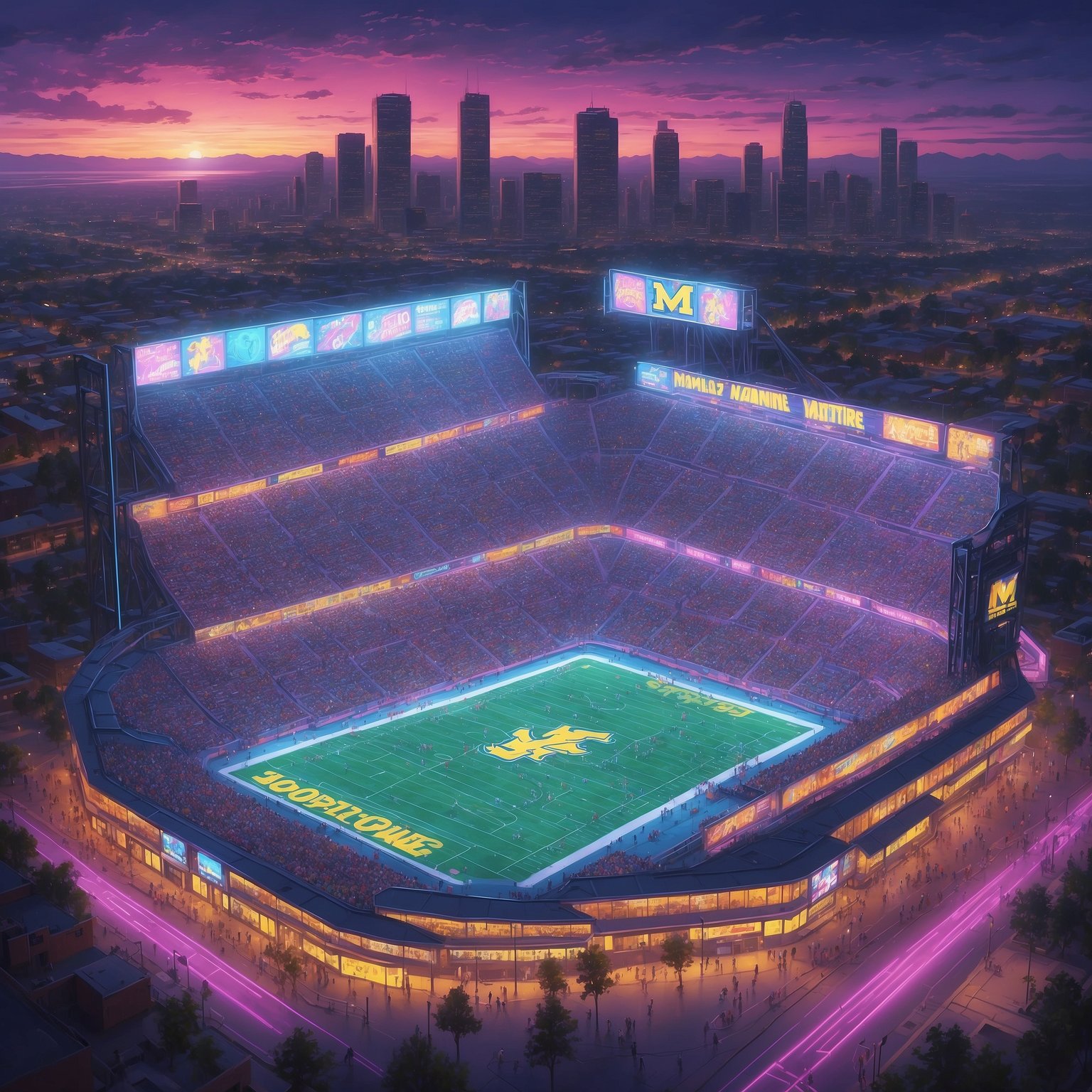 Experts to Decide Michigan’s Bowl Game Fate with Revolutionary ‘Dartboard Method’ - painting of Michigan Wolverines football venue