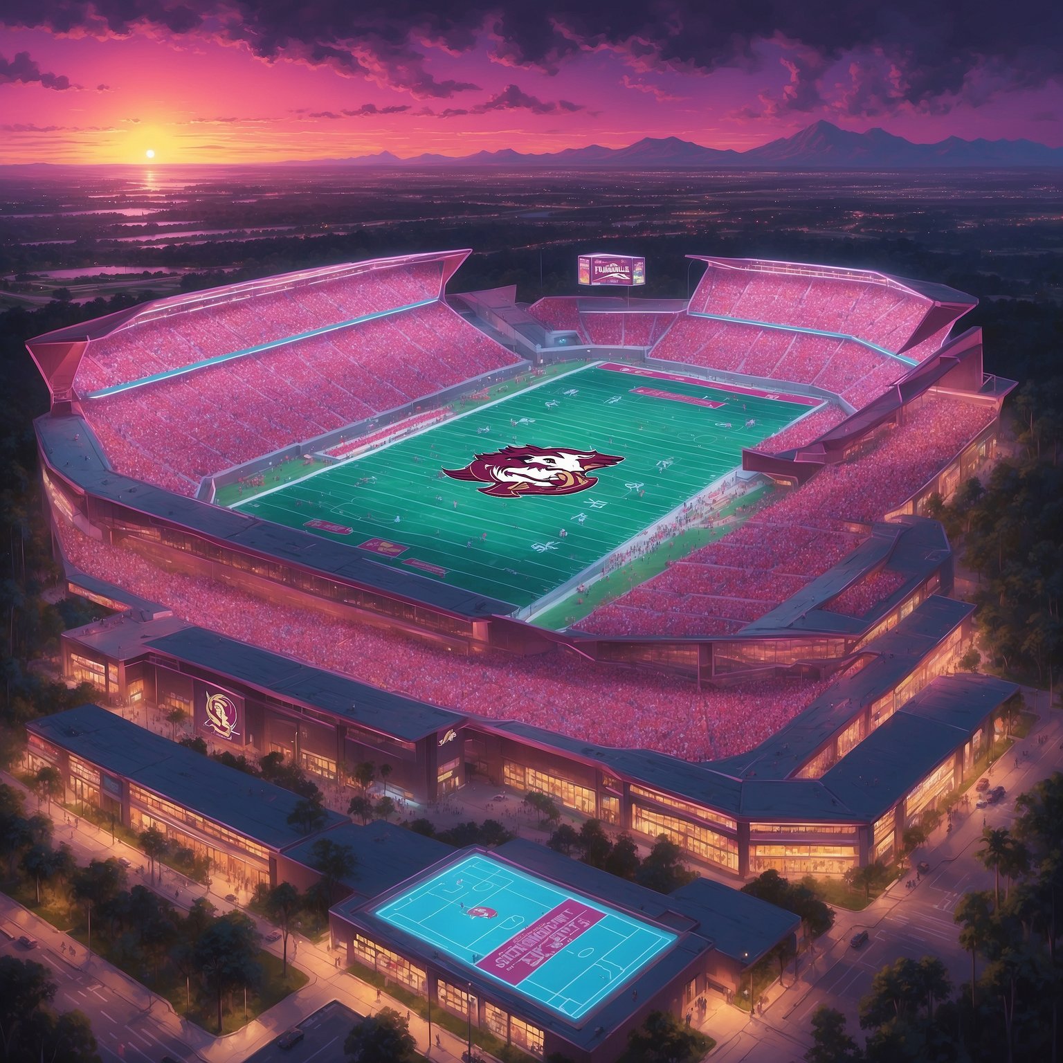 Florida State Seminoles Prepare to Crouch, Leap, and Possibly Remember How Football Is Played Friday Night - painting of Florida State Seminoles college football venue