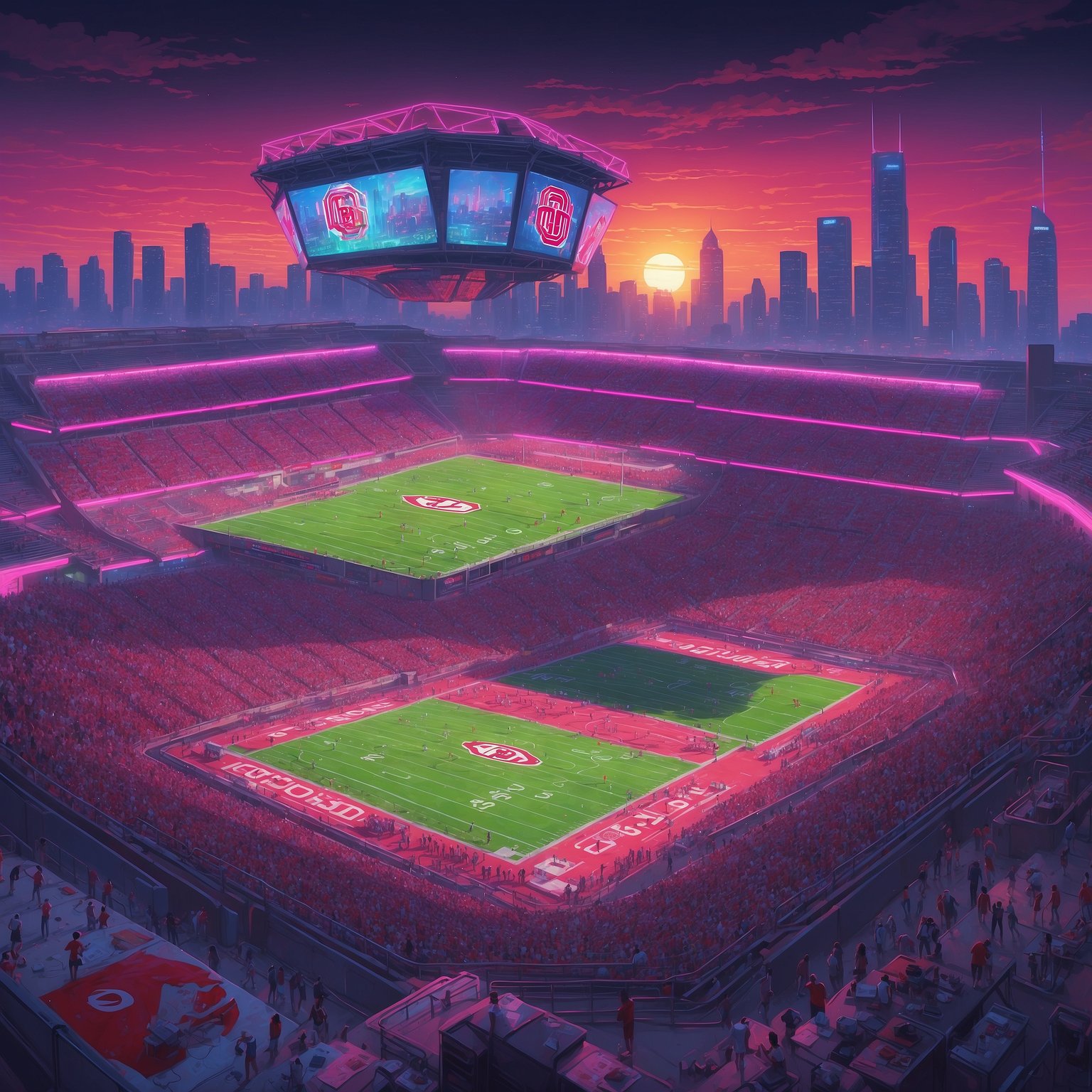 “Freshman Bo Jackson Locks Out Upperclassmen, Declares Ohio State Backfield His Personal Playpen” - painting of Ohio State Buckeyes American football venue