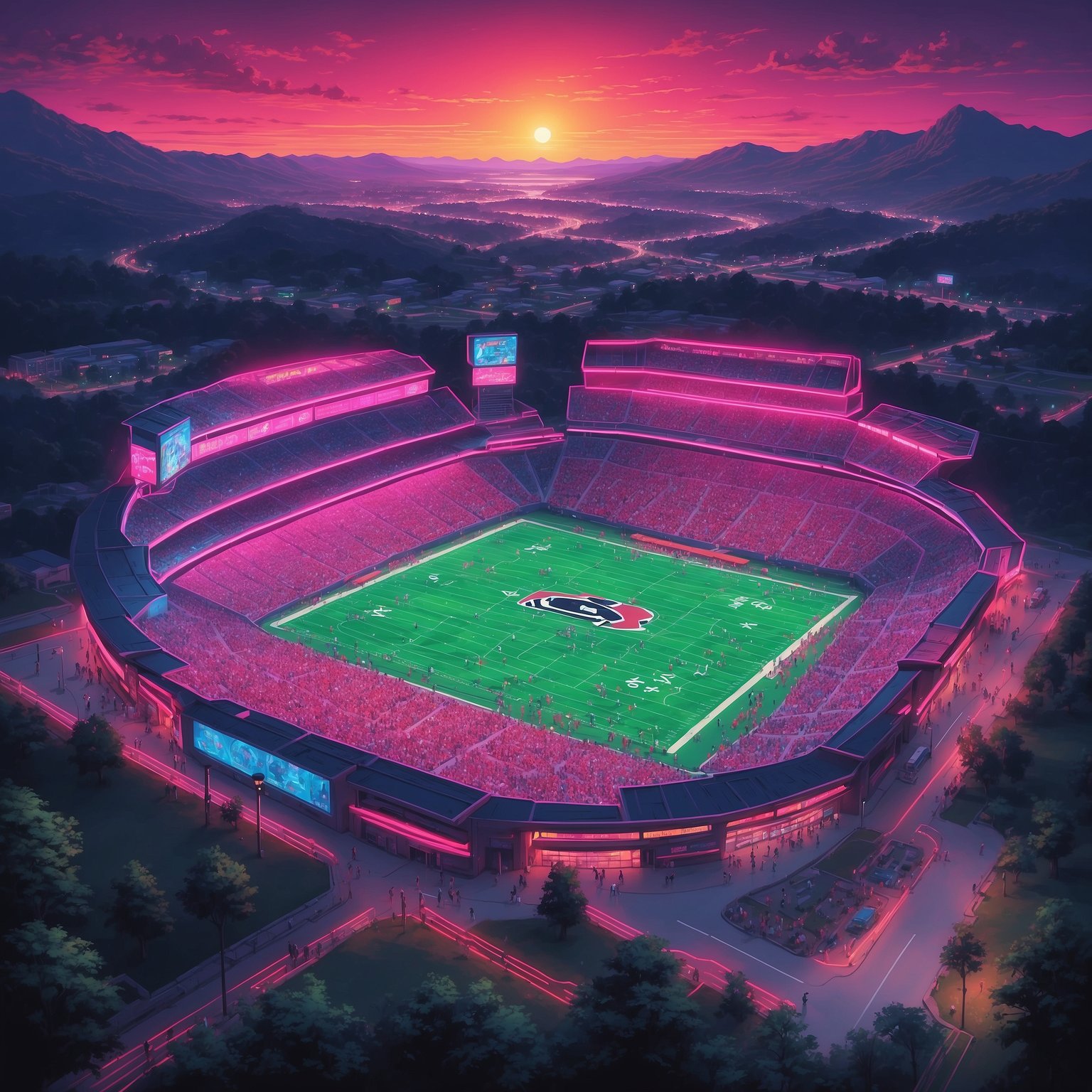 Georgia Bulldogs’ Offensive Lineman Tries New ‘Human Bowling Pin’ Tactic, Ends Up Getting Struck Down by Alabama Tide - painting of Georgia Bulldogs football venue