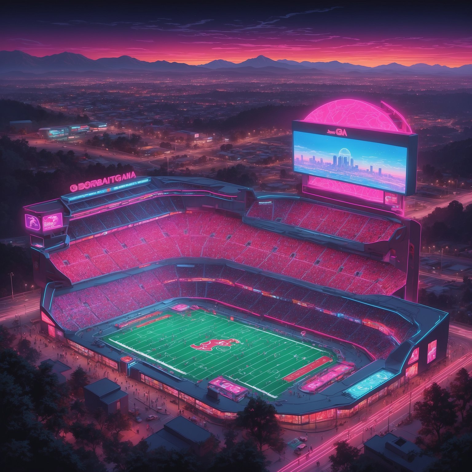 Georgia Football Finally Discovers Offensive Star, Mascot Immediately Requests Transfer - painting of Georgia Bulldogs football venue