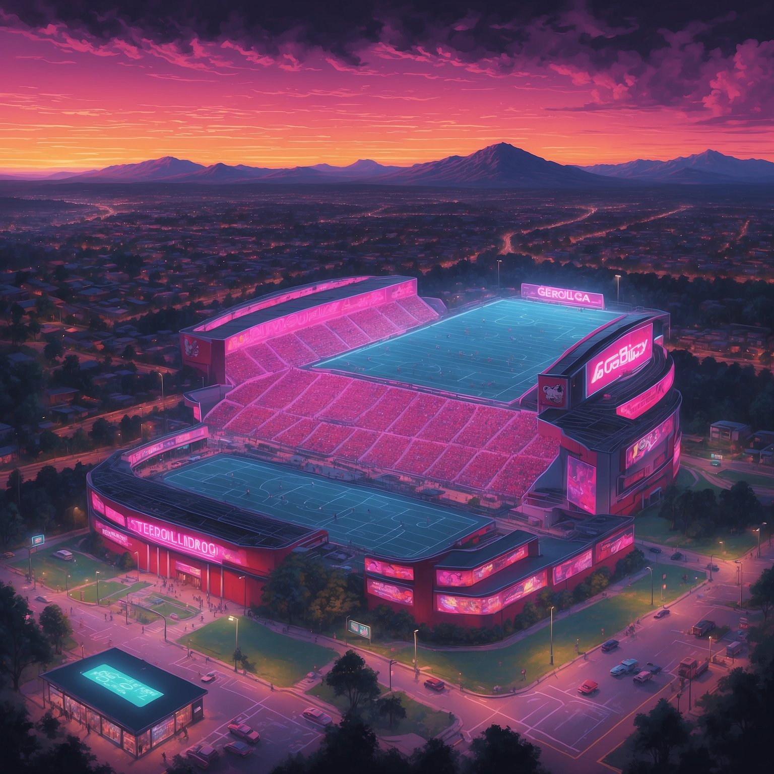 Georgia Uniform Wizards Plot Ninja Move With All-Black Jerseys to Terrify Tide - painting of Georgia Bulldogs football venue