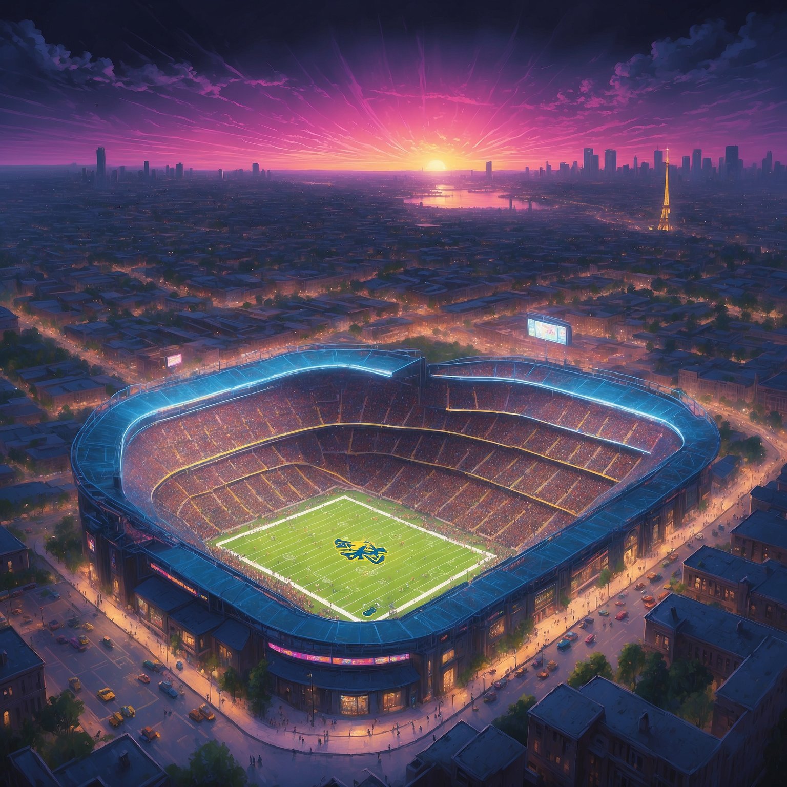 Illinois Does Notre Dame a Solid by Serving USC a Surprise Beatdown — Irish Fans Already Drafting Thank-You Cards - painting of Notre Dame Fighting Irish football venue