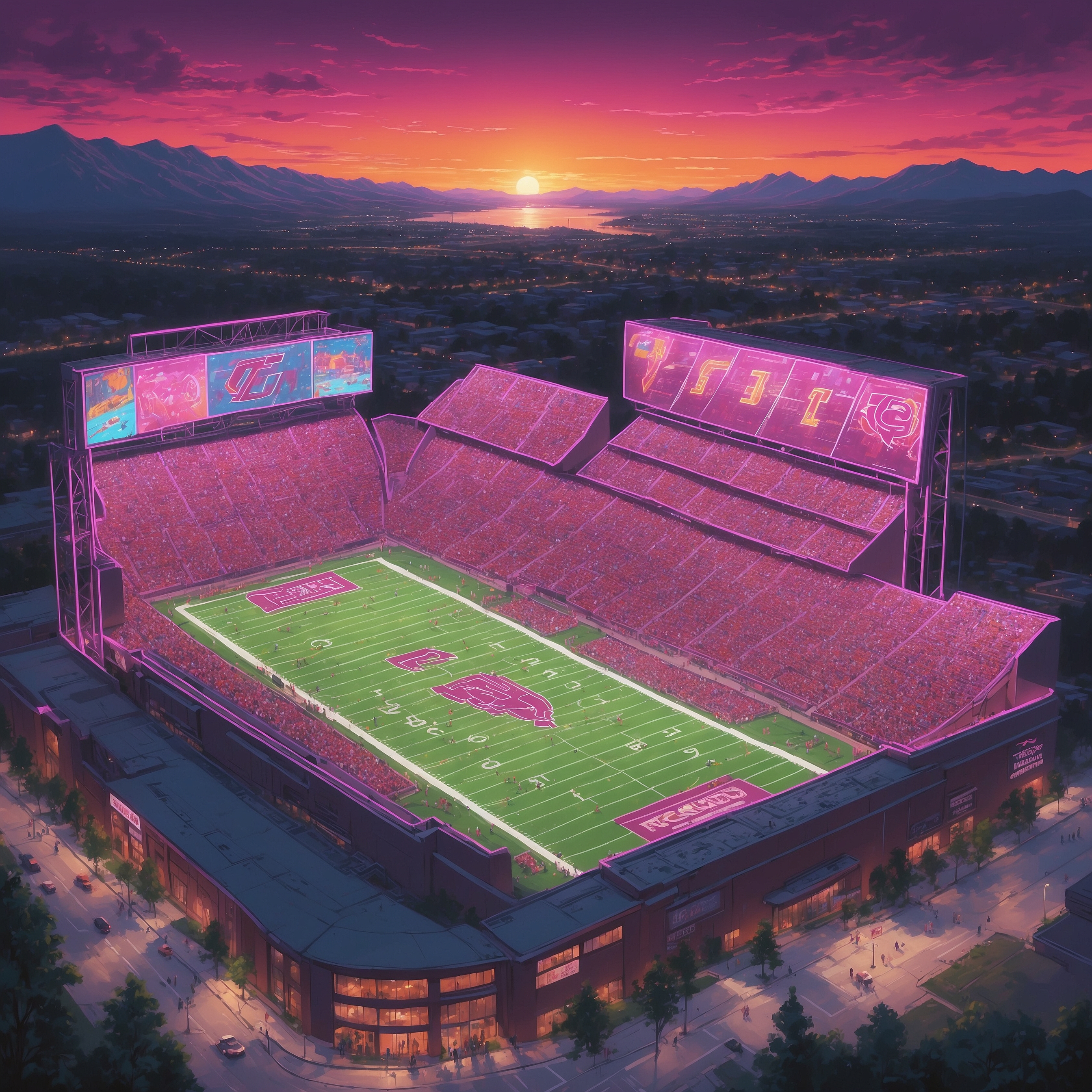 Interim Coach Philip Montgomery Just Happy He Found the Right Sideline After Beating Wofford 38-6 - painting of Virginia Tech Hokies football venue