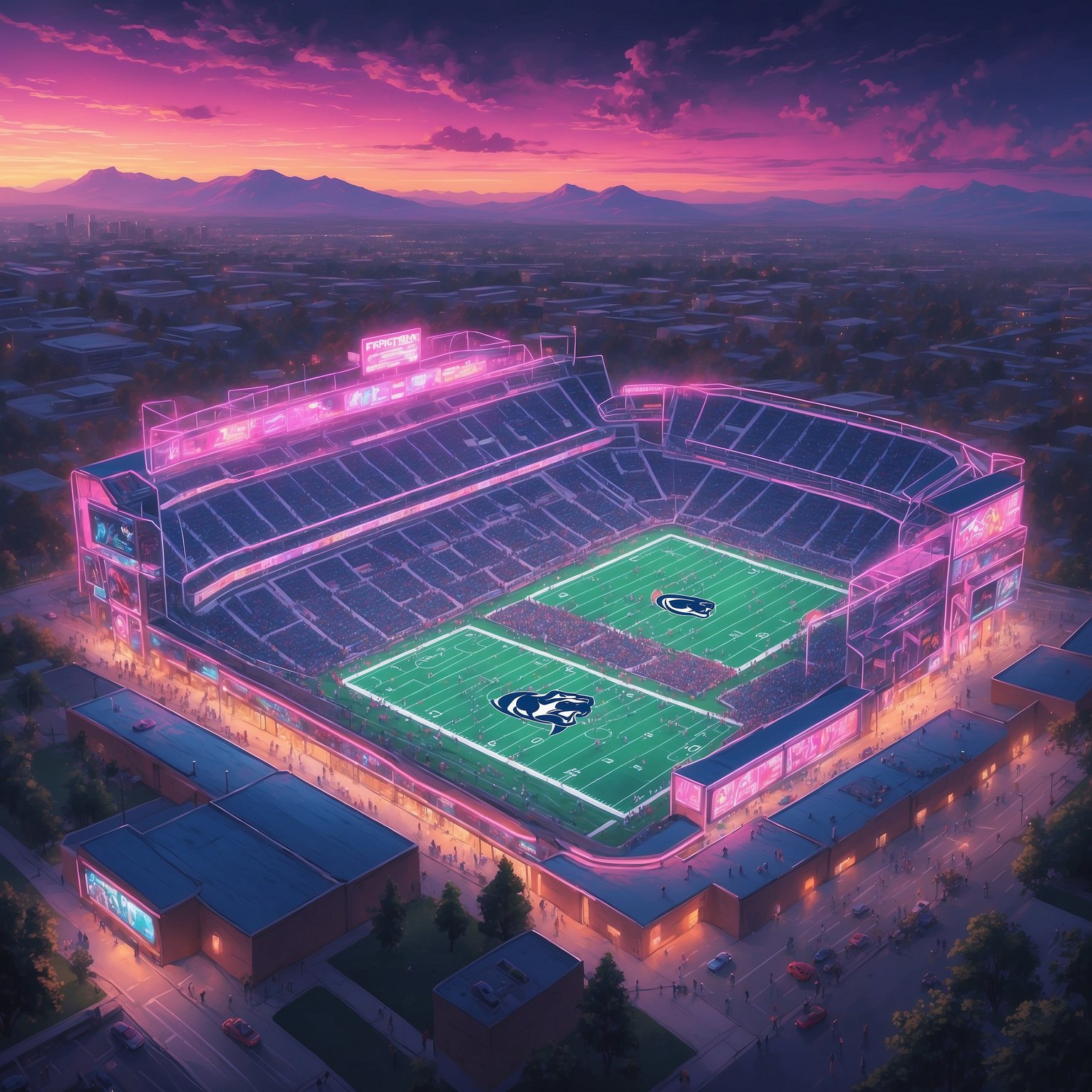 James Franklin Confident Rainy Practice Will Finally Teach Nittany Lions to Outswim Ducks - painting of Penn State Nittany Lions football venue