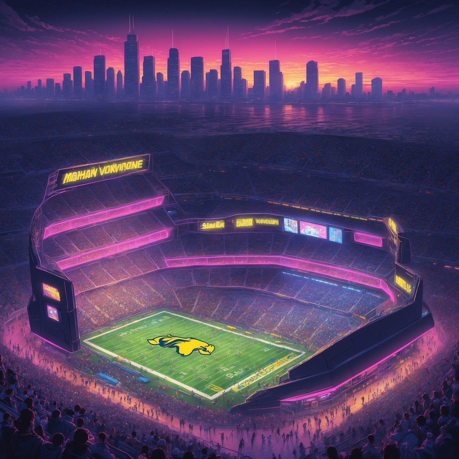 Joel Klatt Pulls Out Crystal Ball to Wonder If Michigan Can Actually Win the Big Ten - painting of Michigan Wolverines football venue
