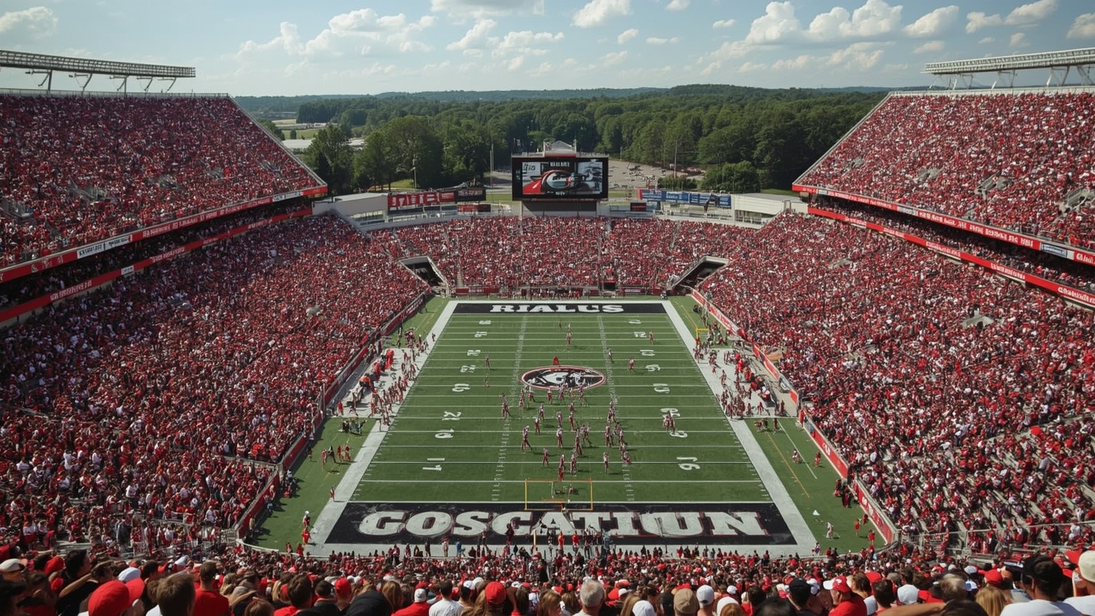 Jordan Davis’ Hilarious Postgame Prank Leaves Jalen Hurts in Stitches After Eagles’ Win - painting of Georgia Bulldogs football venue