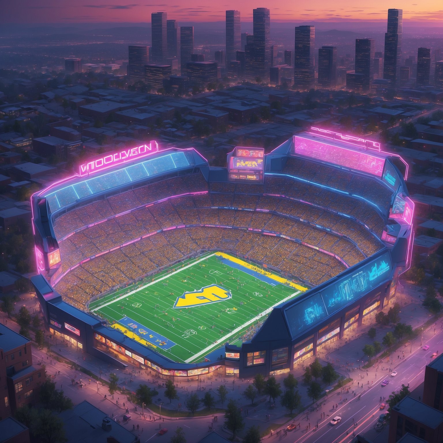 Michigan Climbs College Football Polls While Napping During Bye Week - painting of Michigan Wolverines football venue