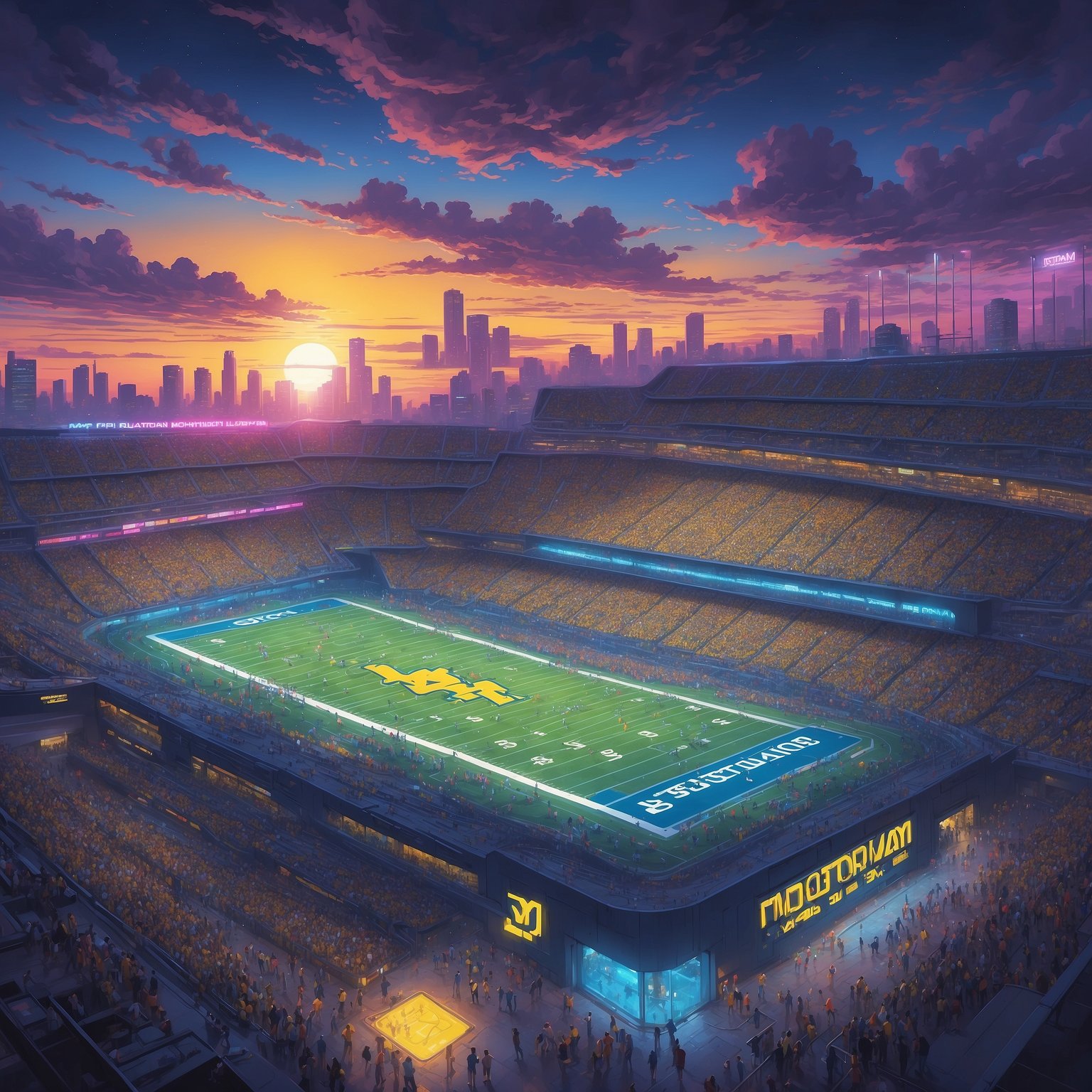 Michigan Commit Shatters High School Defenses, Accidentally Wins Football Game Too - painting of Michigan Wolverines Football venue