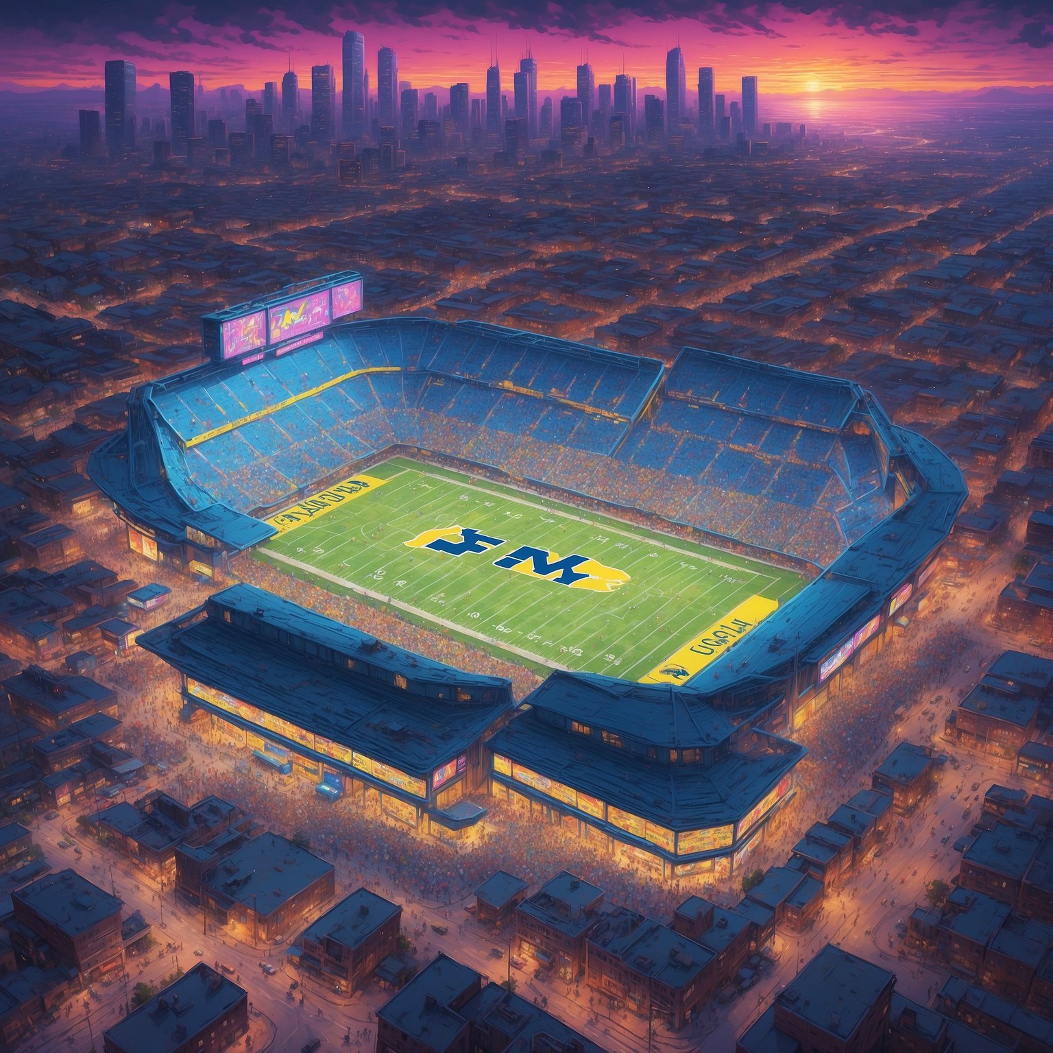 Michigan Football Launches “Operation Flip Squad” to Liberate Rival CB Across Enemy Lines - painting of Michigan Wolverines football venue