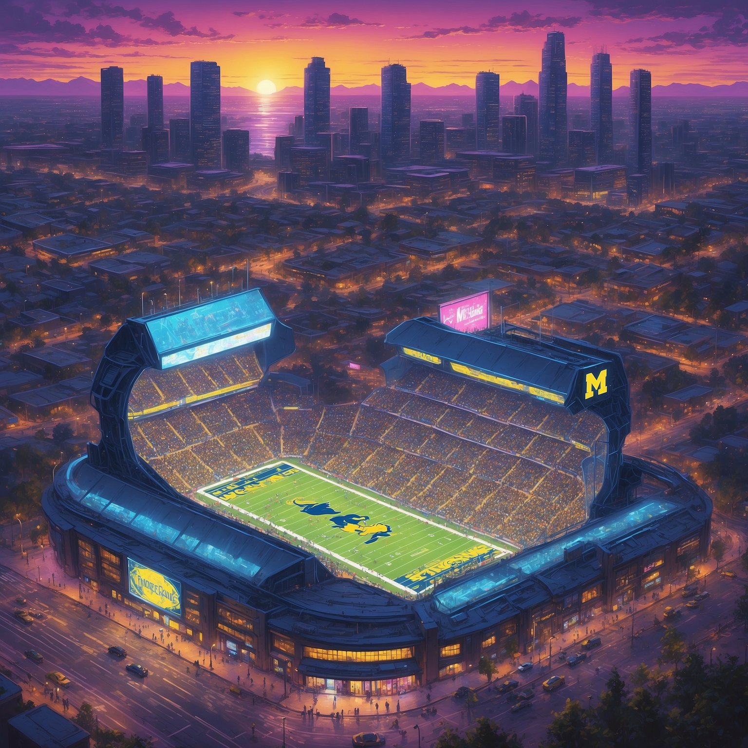 Michigan to Unveil Statue Honoring Recruit They Haven’t Signed Yet But Are Totally Confident Is Coming - painting of Michigan Wolverines football venue