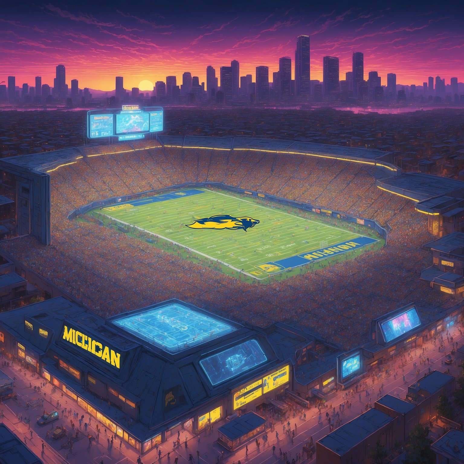 Michigan’s Football Coaches Finally Get Report Cards, and Somehow Everyone Passed - painting of Michigan Wolverines football venue
