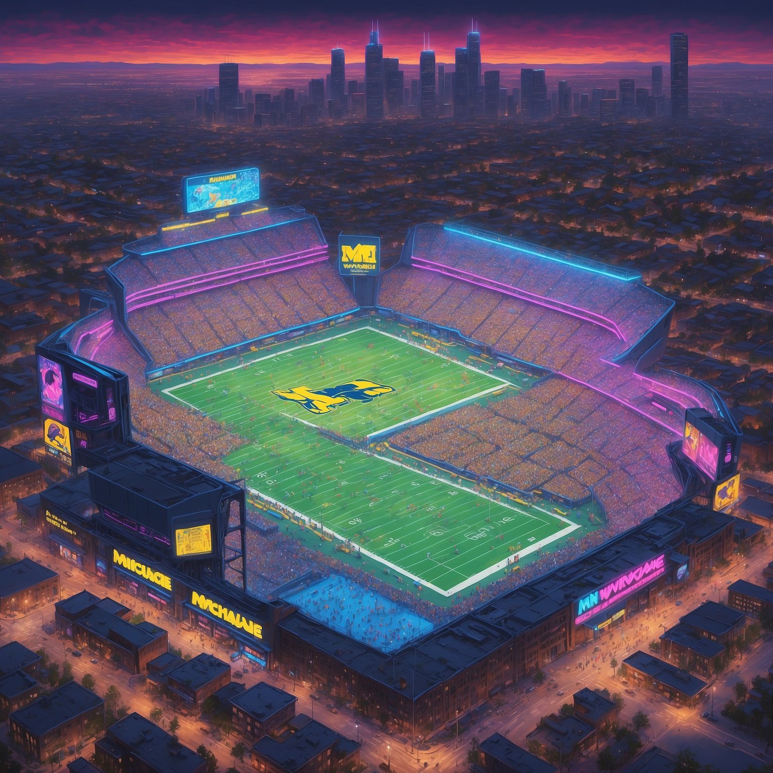 Michigan’s Secret Snack Break on Sidelines ‘Disrupted Everything,’ Claims Befuddled Coach - painting of Michigan Wolverines football venue