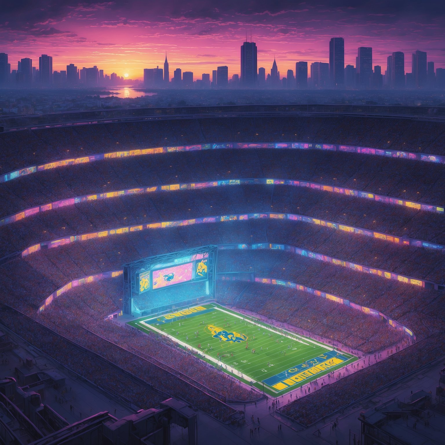 Notre Dame Draws Up Peace Treaties and Emotional Support Animals Ahead of Boise State Brand-Beating Blitz - painting of Notre Dame Fighting Irish football venue
