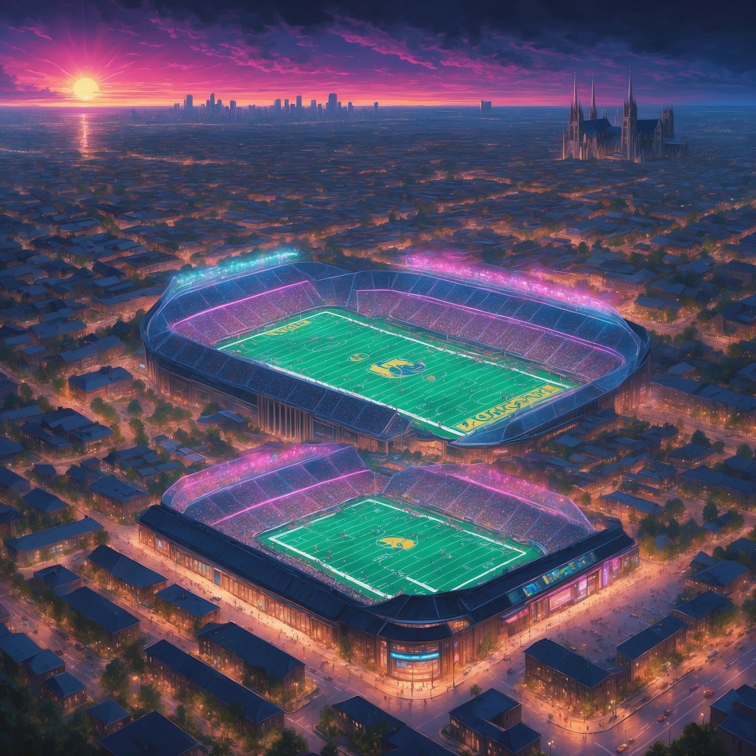 Notre Dame Maps Out Flawless 10-2 Season, GPS Still Searching for Playoff Route - painting of Notre Dame Fighting Irish football venue