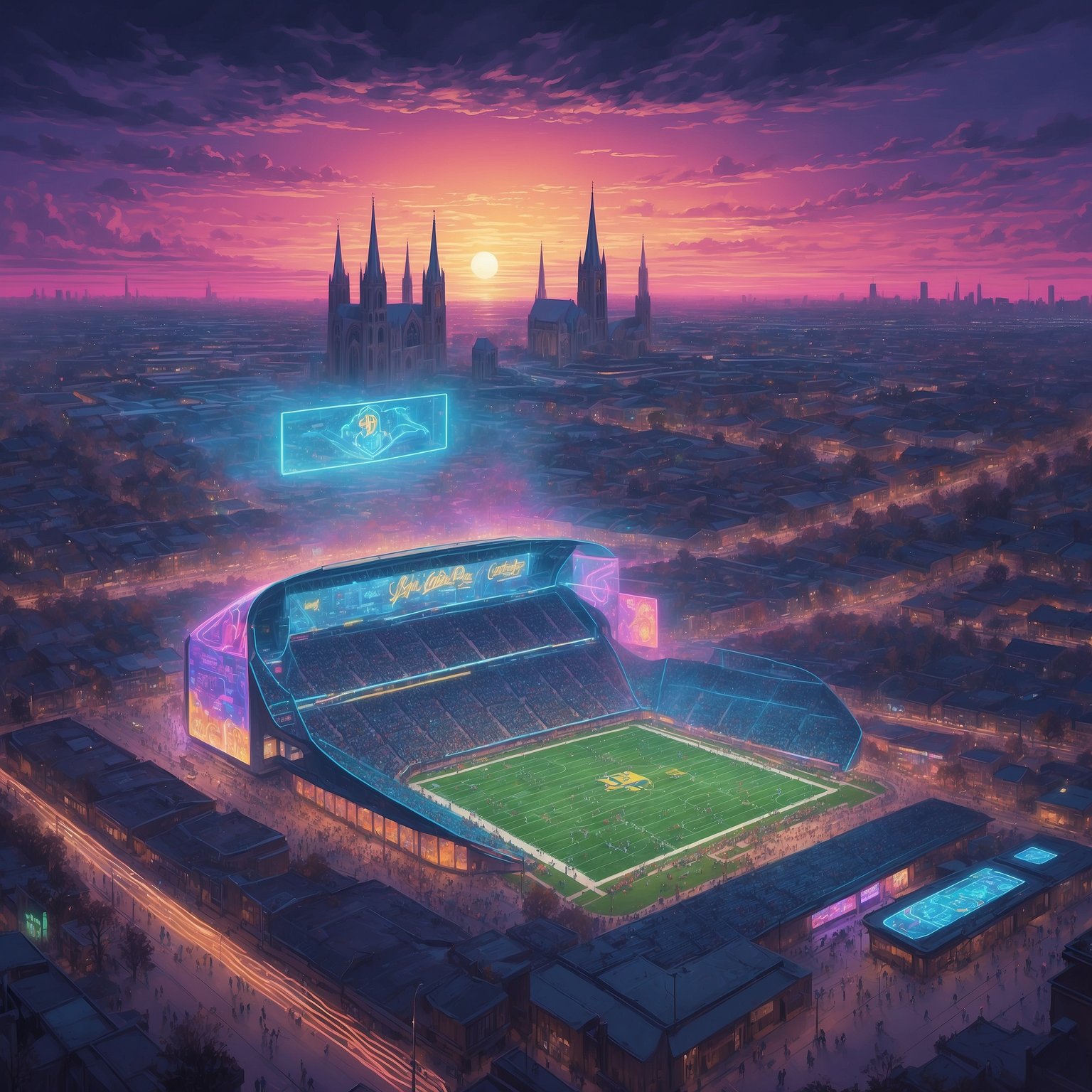 Notre Dame to Boise State: ‘Take a 21-Point Head Start, You’ll Need It’ - painting of Notre Dame Fighting Irish football venue