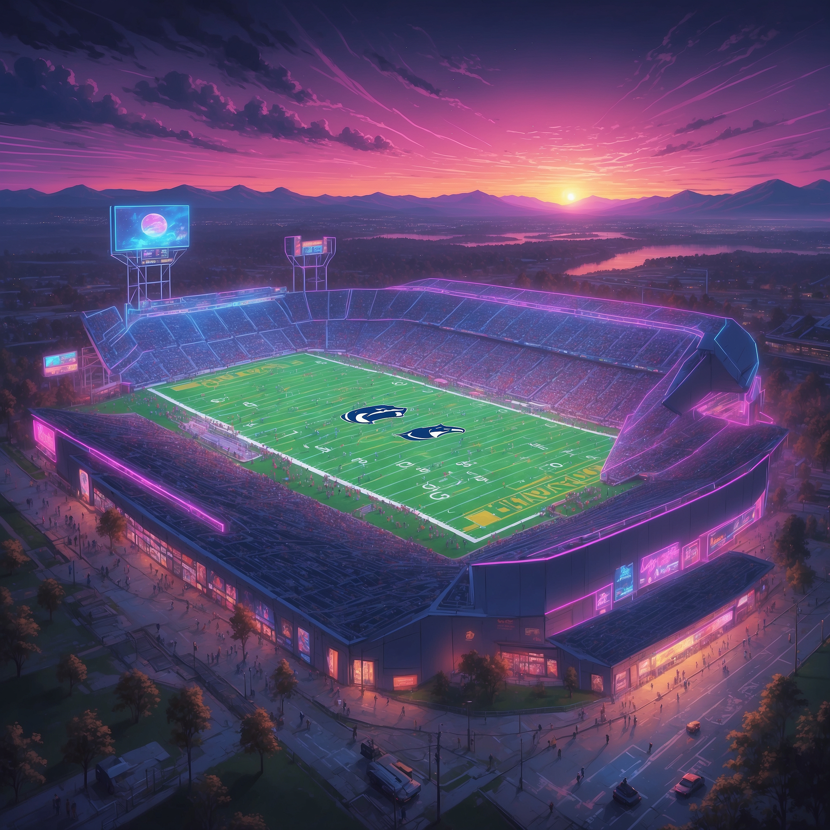 Penn State Convinced Blinding White-Out Towels Are Exactly What Five-Star Recruits Have Been Craving - painting of Penn State Nittany Lions football venue