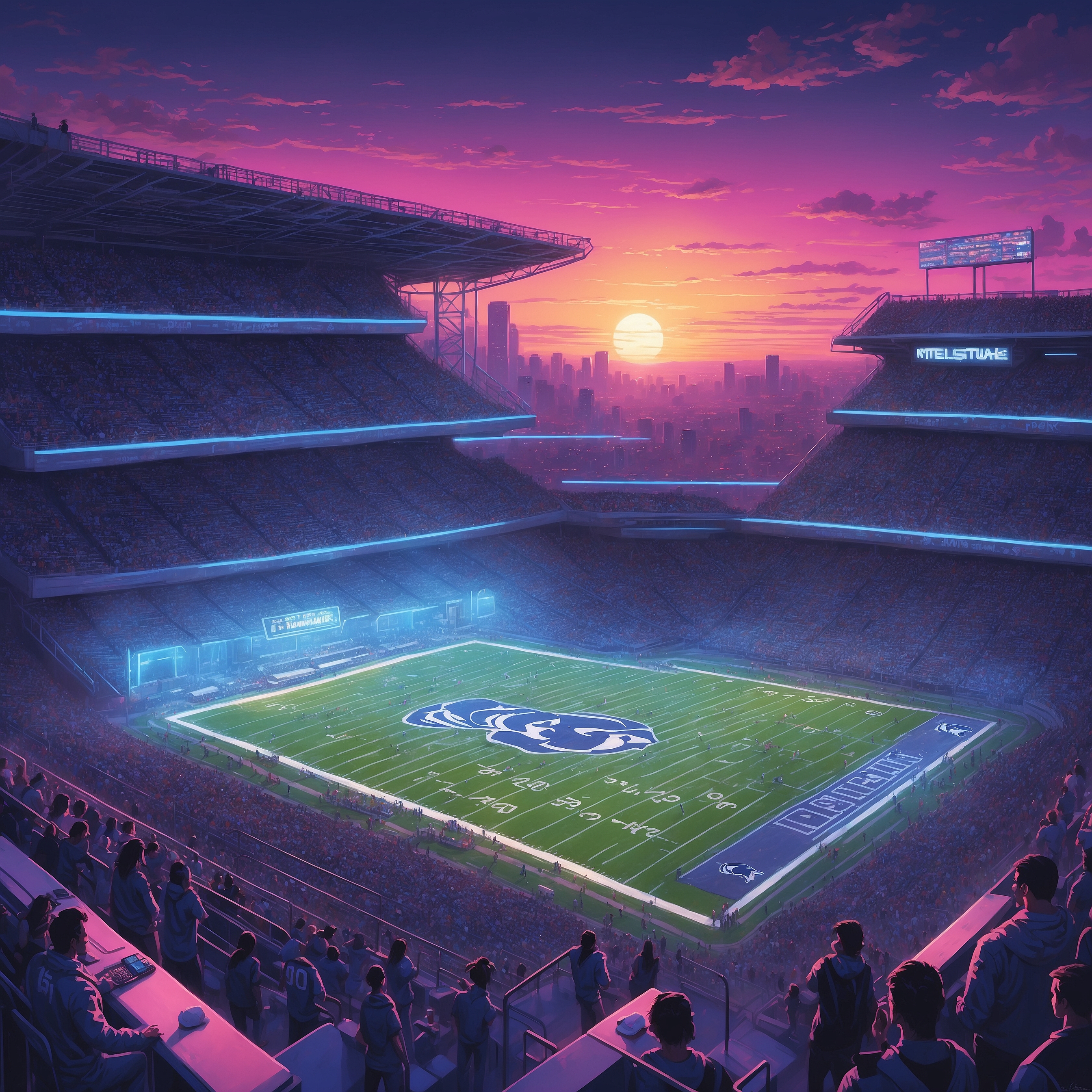 Penn State Defense Installs White Noise Machine to Muffle White Out Roar - painting of Penn State Nittany Lions football venue