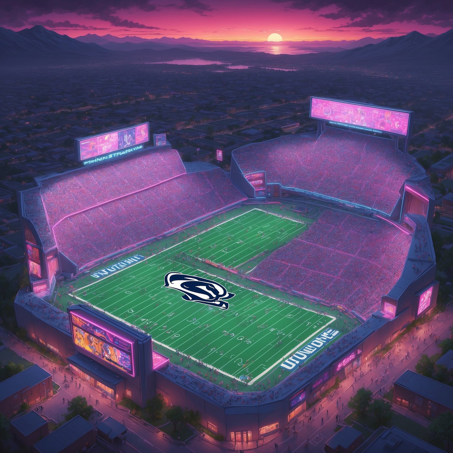 Penn State QB Treats Overtime Interceptions Like Limited-Edition Trading Cards - painting of Penn State Nittany Lions football venue