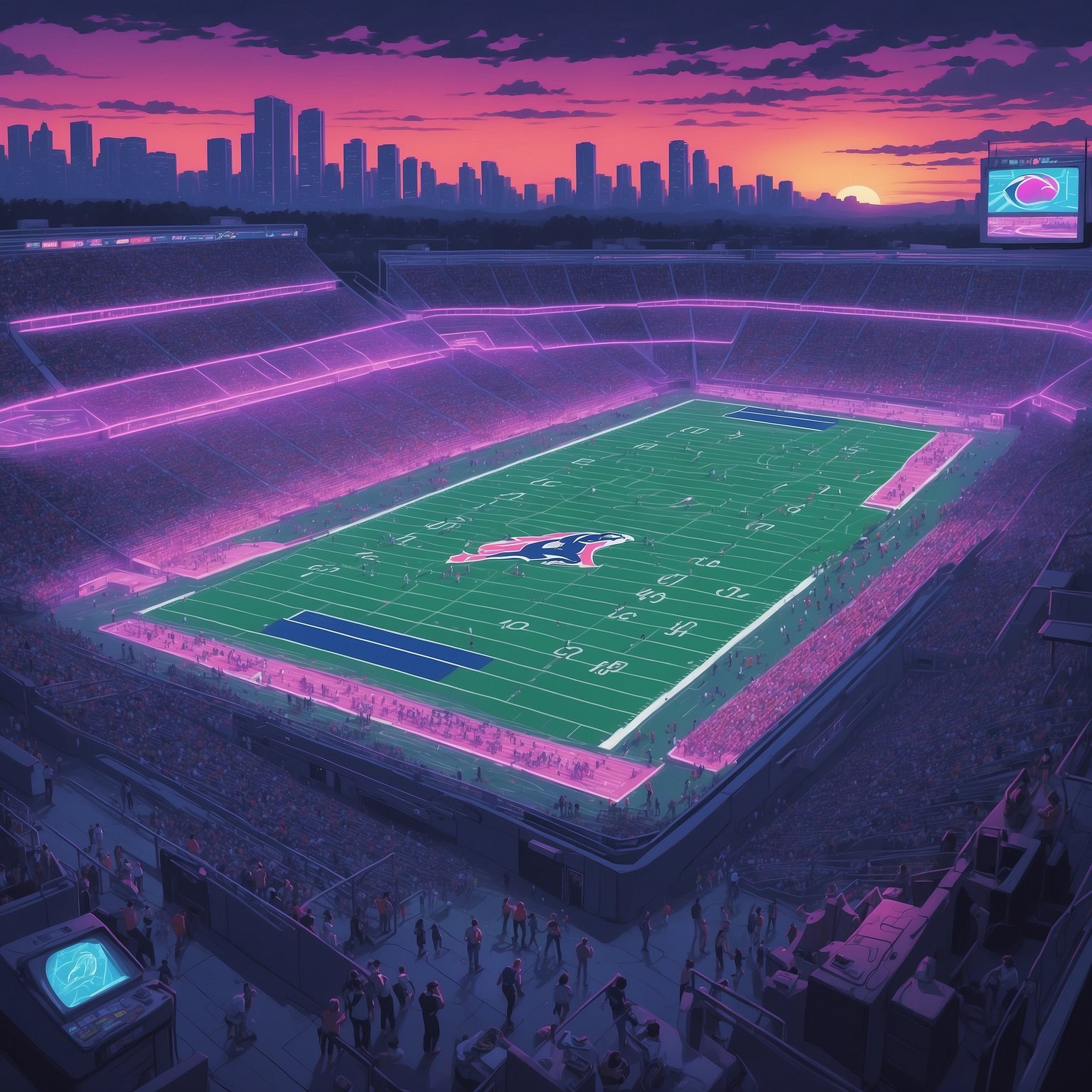Penn State Trains Lions To Outsmart Ducks With Highly Classified Sideline Secrets - painting of Penn State Nittany Lions football venue