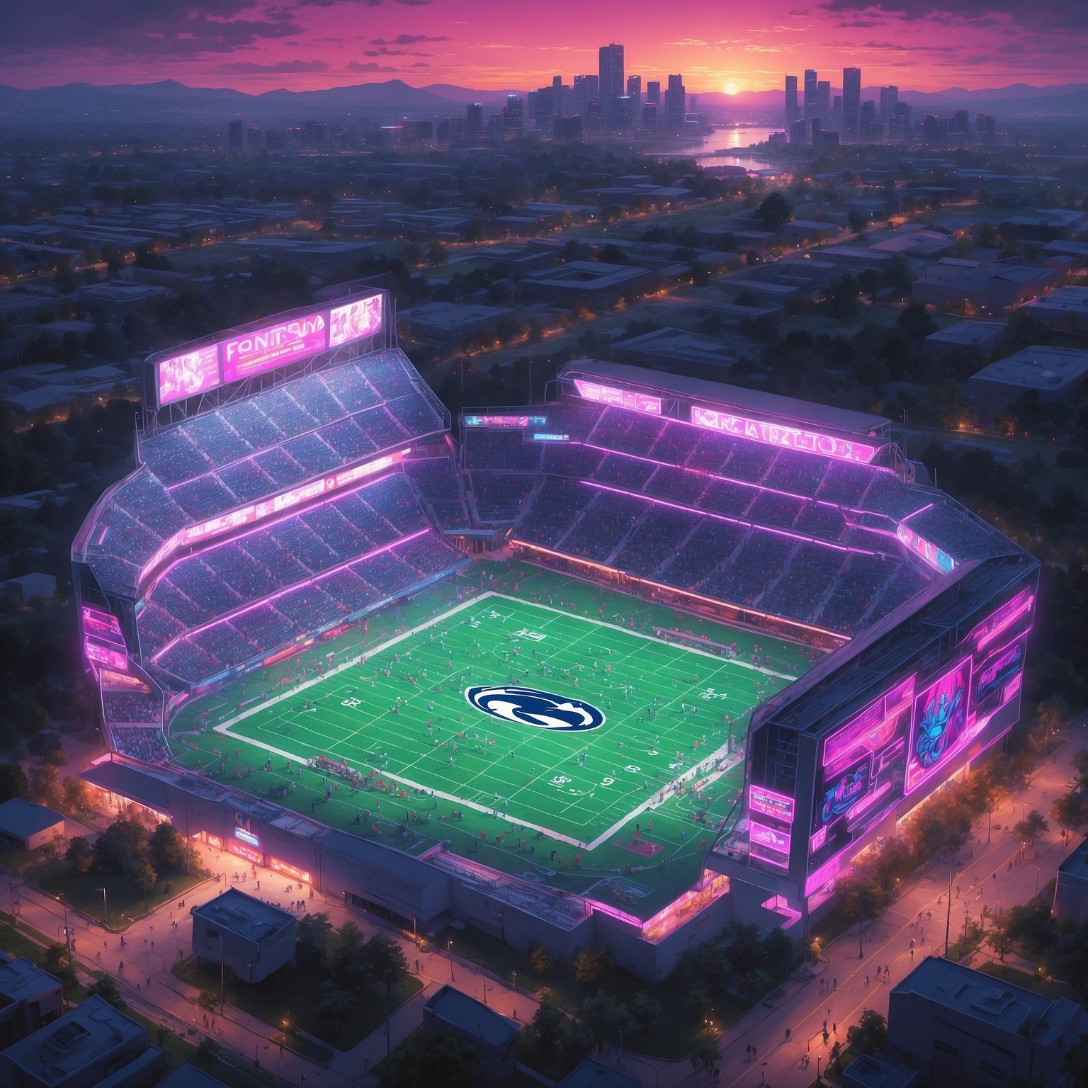 Quack Panic! Ducks to Overrun Penn State in Ultimate Feathered Football Fiasco - painting of Penn State Nittany Lions football venue