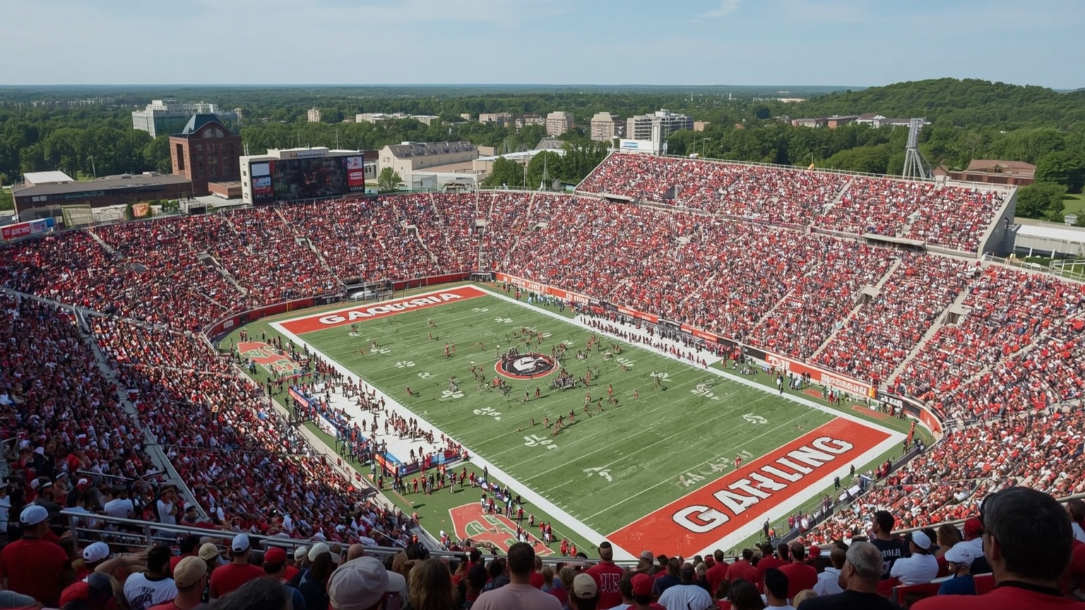 Revved-Up Rivalries: SEC Reveals Georgia Bulldogs’ New Nine-Game Conference Gauntlet - painting of Georgia Bulldogs football venue