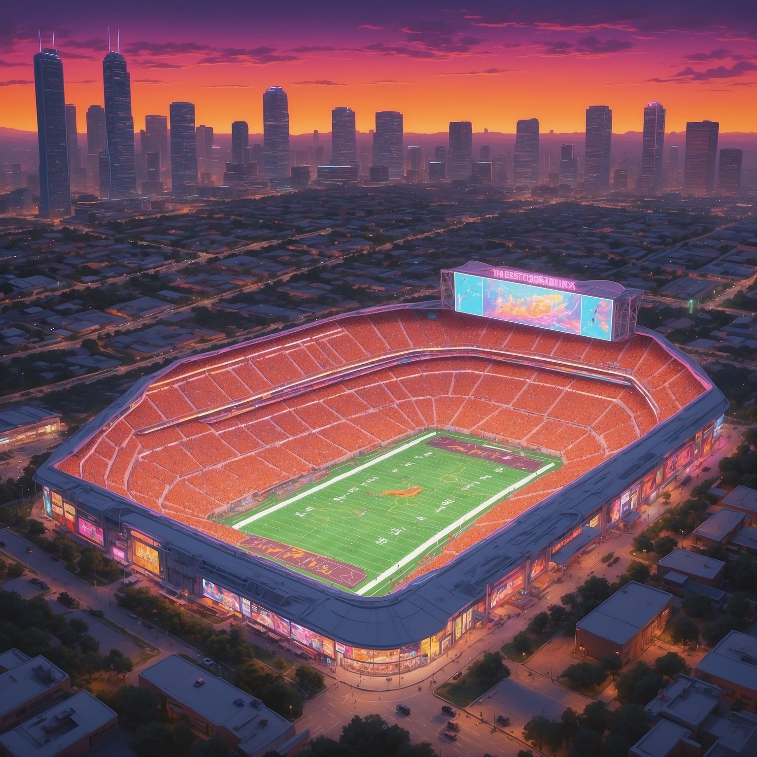 Texas Declares War on Winters, ESPN Predicts They’ll Do It in a Bowl Game Against Frozen Big Ten Monsters - painting of Texas Longhorns football venue