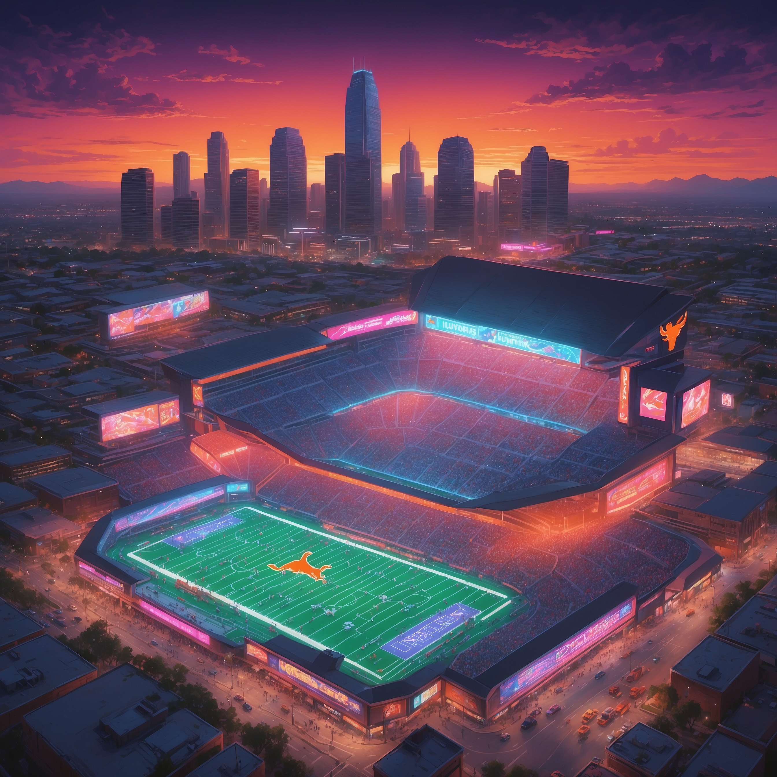 Texas Longhorns Crown 17-Year-Old QB Recruit ‘The Chosen One’ and Promise He’ll Fix Everything by Next Tuesday - painting of Texas Longhorns football venue