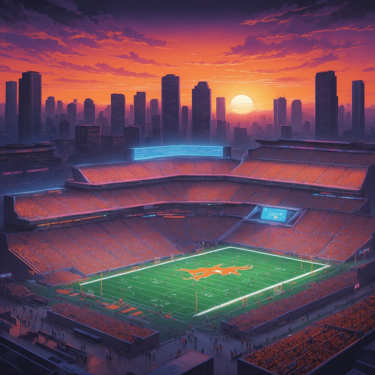 Texas Longhorns Finally Reappear From Bye Week to Announce They’re Neither First Nor Last in National Polls - painting of Texas Longhorns football venue