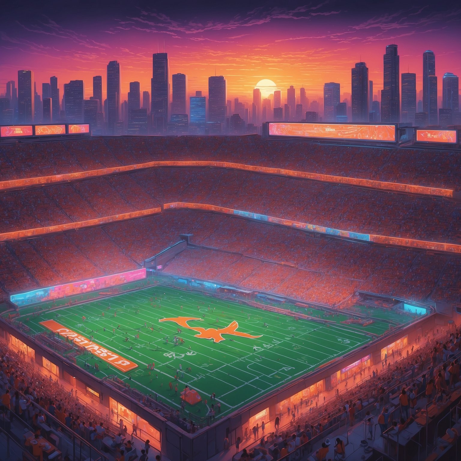 Texas Panics as Three Ex-Longhorn WRs Suddenly Remember They’re Supposed to Play in the NFL - painting of Texas Longhorns football venue
