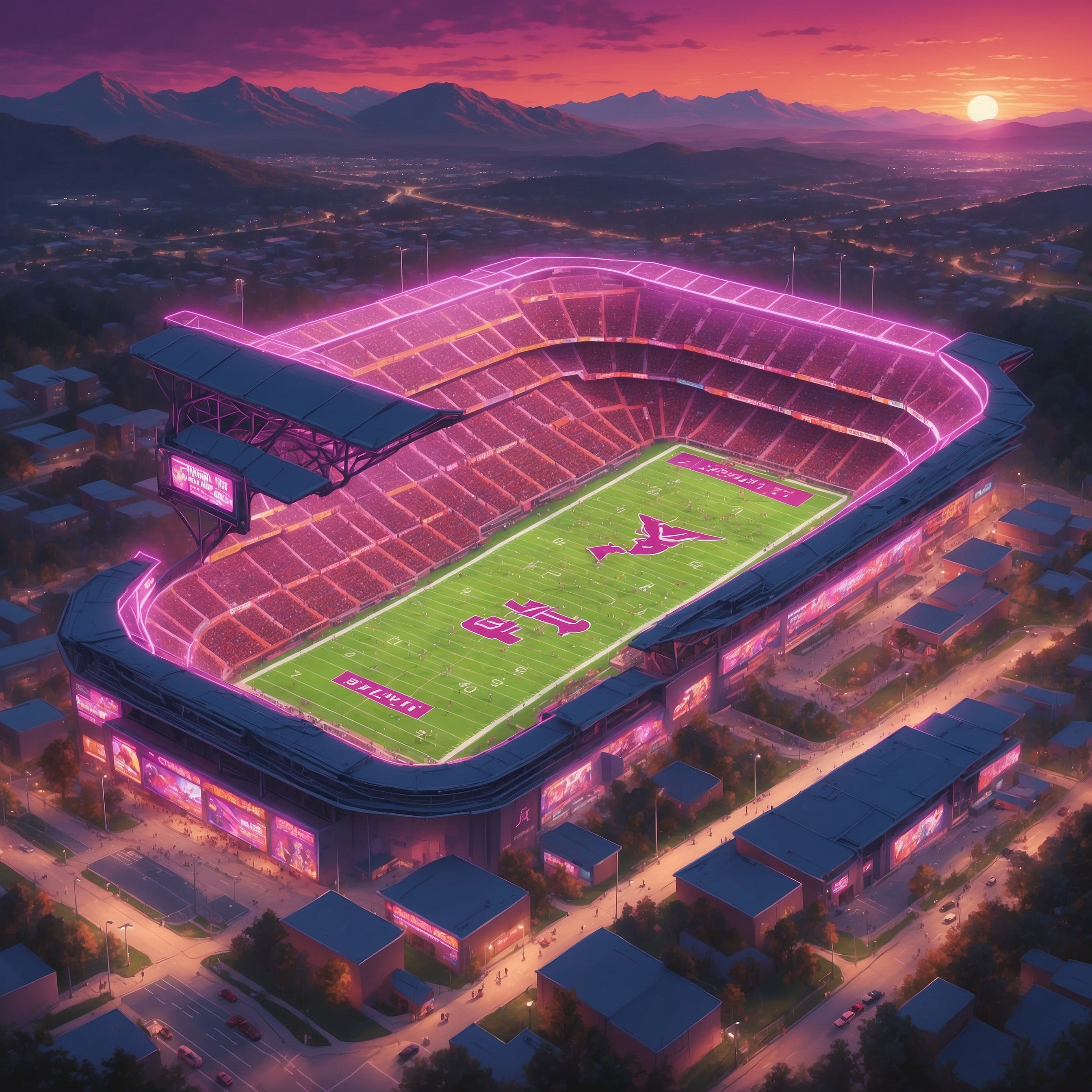 Virginia Tech Announces Bold Plan to Interview Five Head Coaches Simultaneously and Pick the Least Confusing One - painting of Virginia Tech Hokies football venue