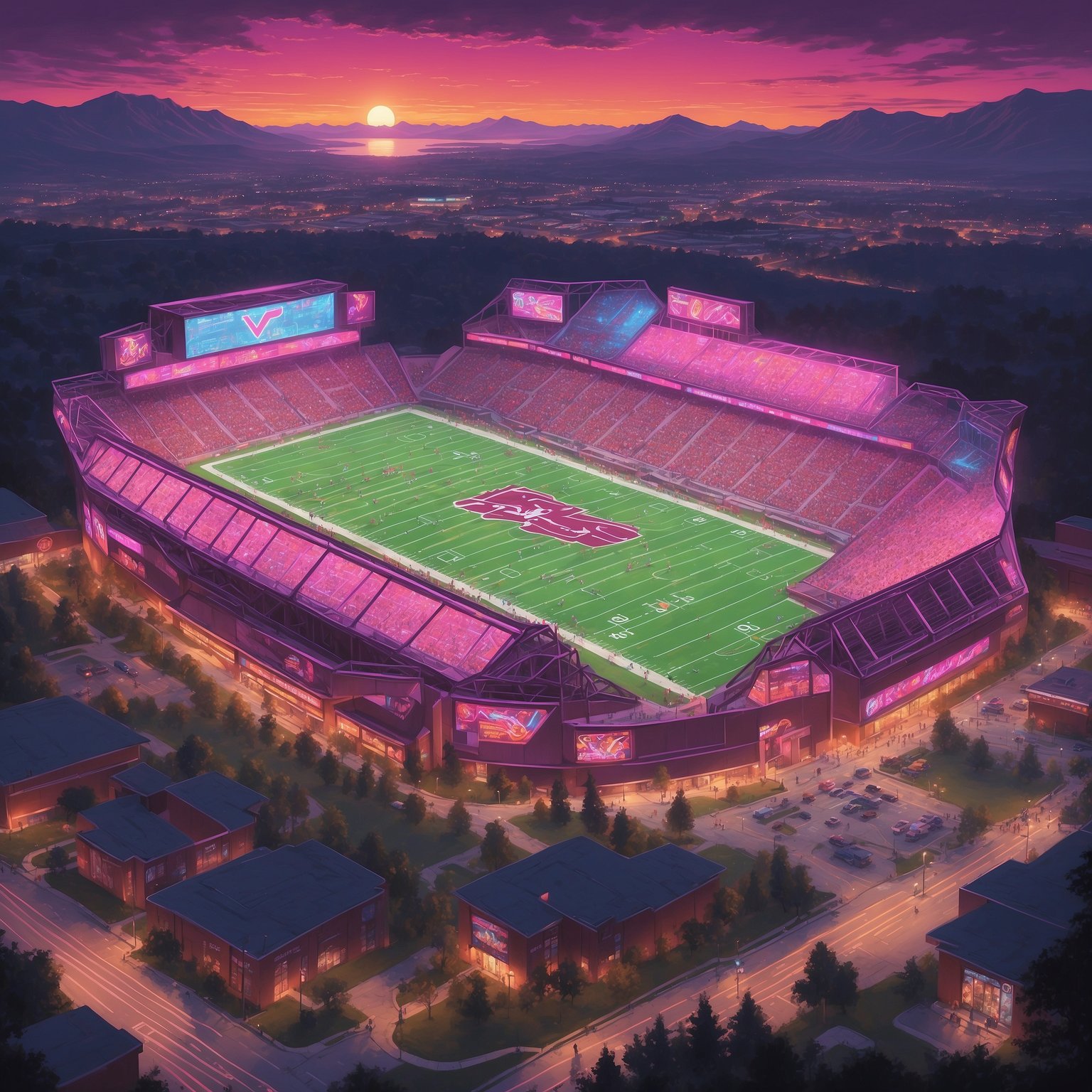 Virginia Tech Announces Plans to Hire NFL Coach Who Thinks “Hokies” Is a Brand of Sauerkraut - painting of Virginia Tech Hokies football venue