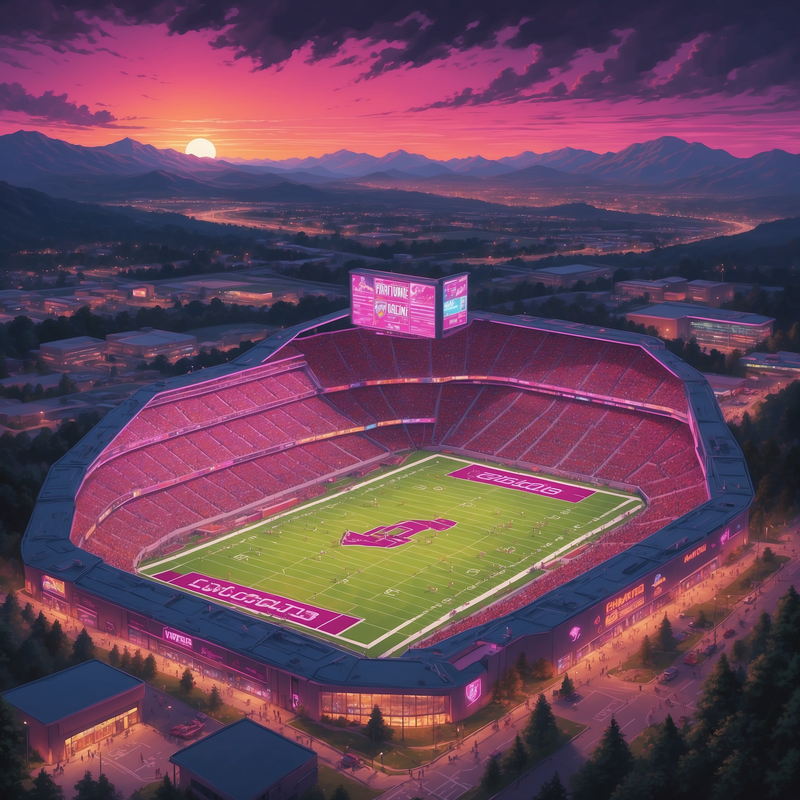 Virginia Tech Football Bestows Mercy on Wofford, Allows Them Six Points to Spare Feelings - painting of Virginia Tech Hokies football venue