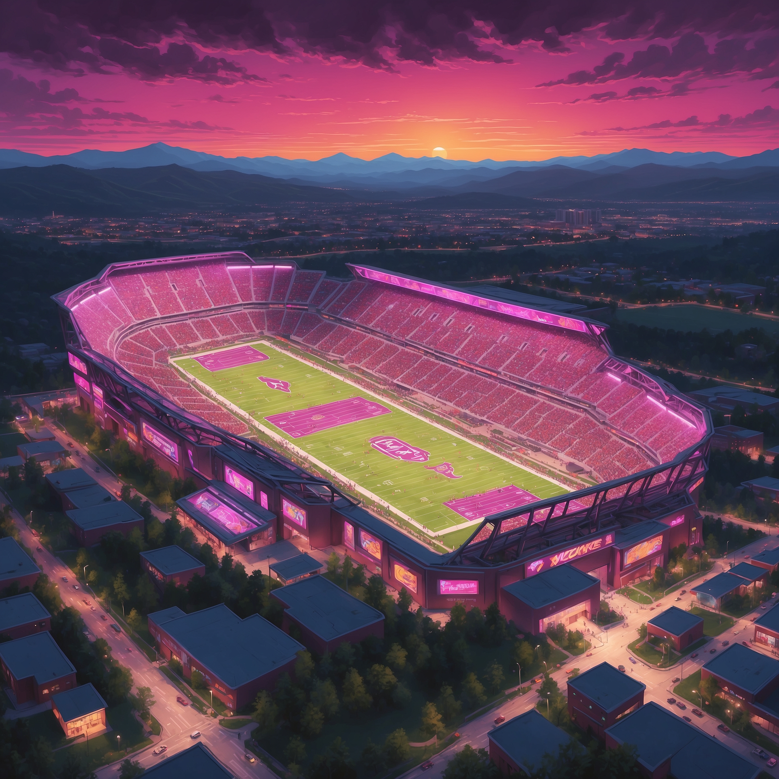 Virginia Tech Hires 72-Year-Old QB Legend to Whisper Coaching Secrets Like Haunted Fortune Cookie - painting of Virginia Tech Hokies football venue