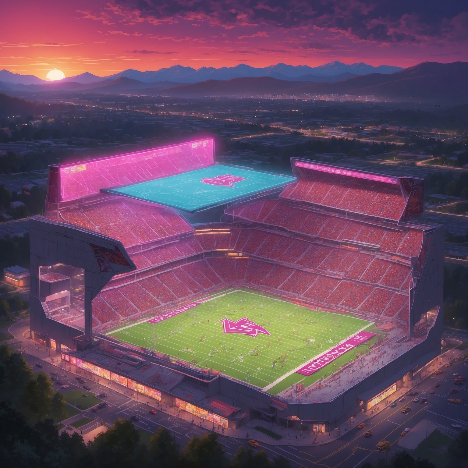 Virginia Tech Linebacker Trades Hokie Helmet For Mystery Team, Secures Two-Year Sideline Pass - painting of Virginia Tech Hokies football venue