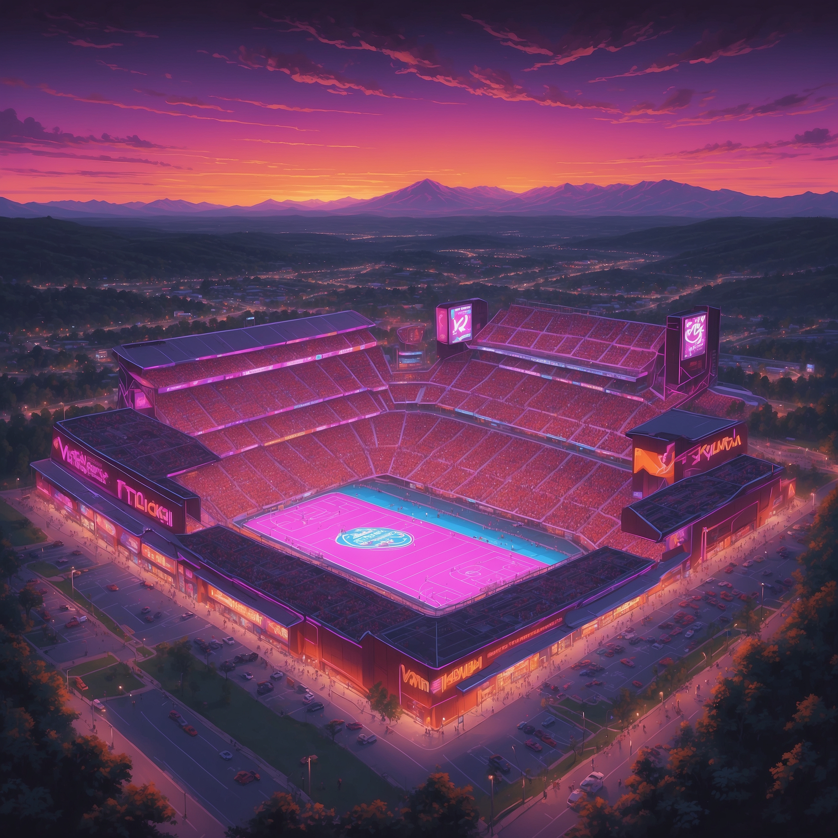 Virginia Tech Officials Announce Plan to Hire Michael Vick as Head Coach, Because Who Needs a Clean Record Anyway? - painting of Virginia Tech Hokies football venue