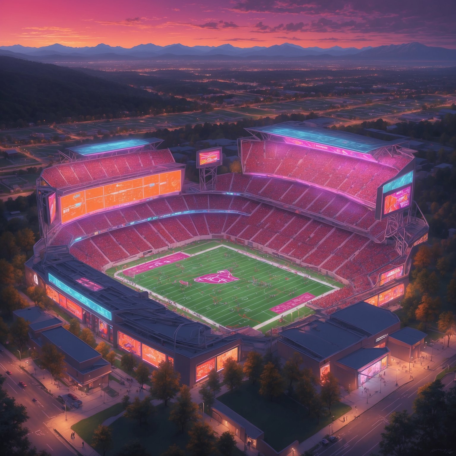 Virginia Tech Puts Faith in Three Bold Predictions as Substitute for Actual Wins - painting of Virginia Tech Hokies football venue