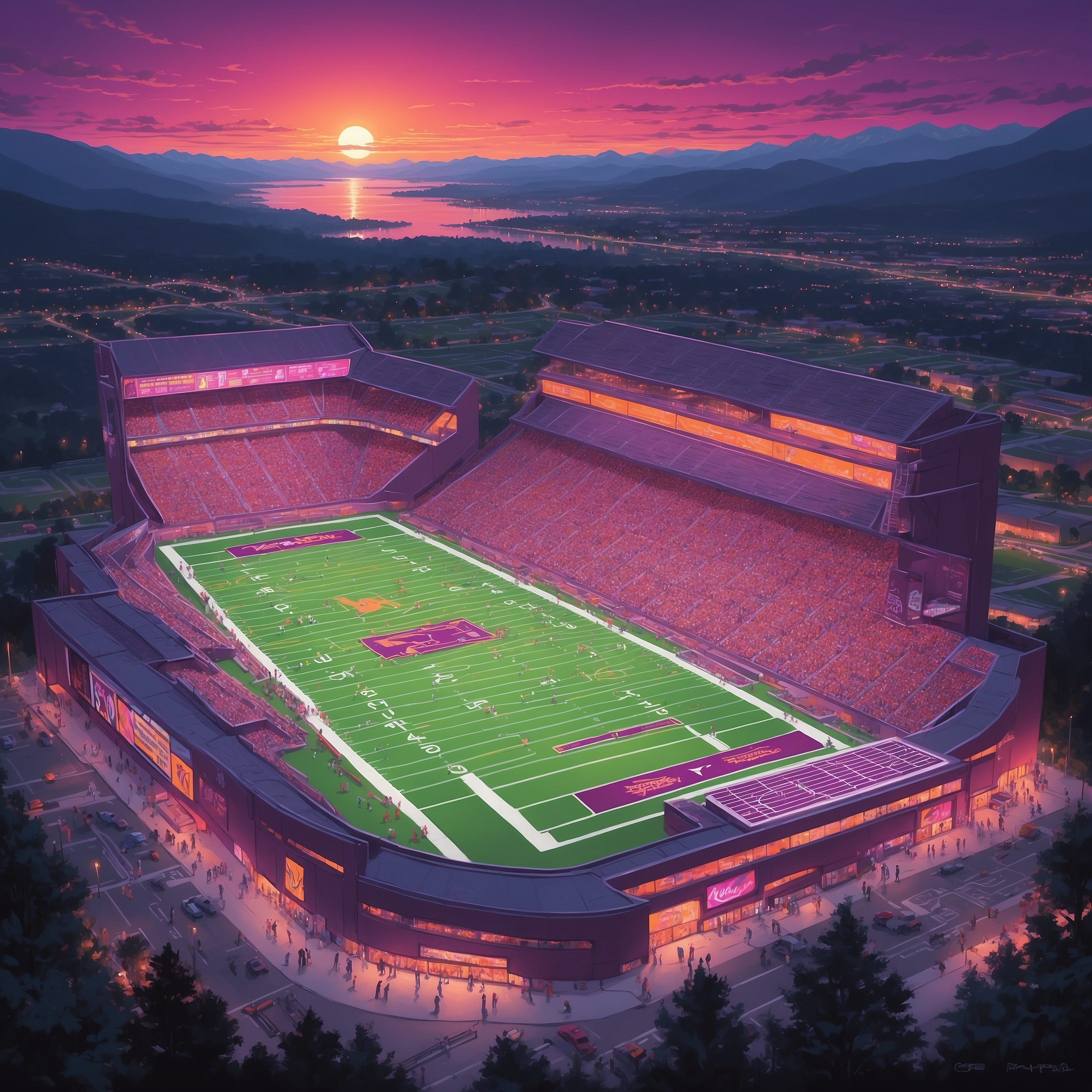 Virginia Tech Treats Wofford Smackdown Like Pop Quiz, Hands Out Brutal Report Cards - painting of Virginia Tech Hokies football venue