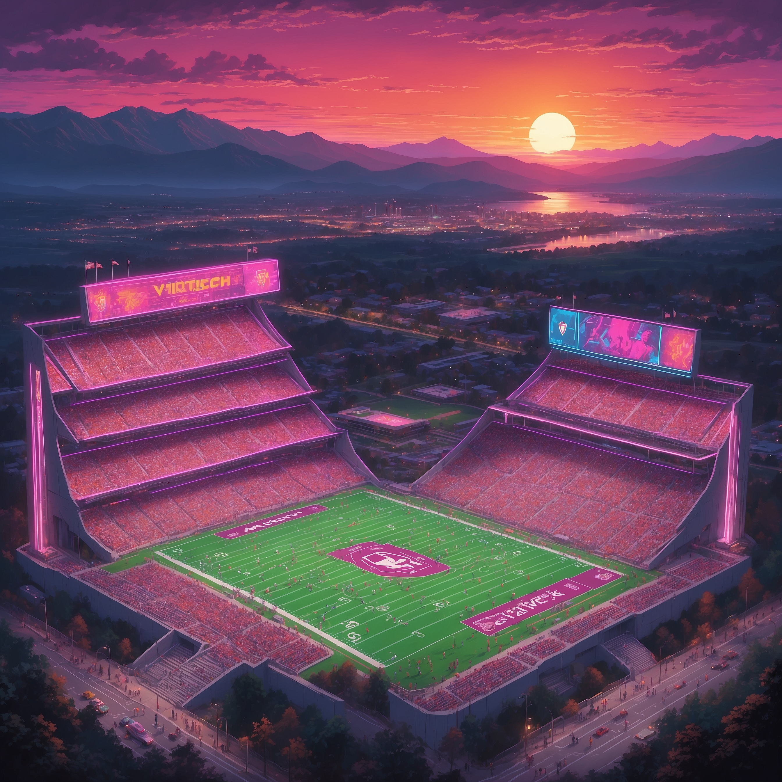 Virginia Tech Unveils Three “Playmakers” in Wild Gamble to Crack Double-Digits vs. Wofford - painting of Virginia Tech Hokies football venue