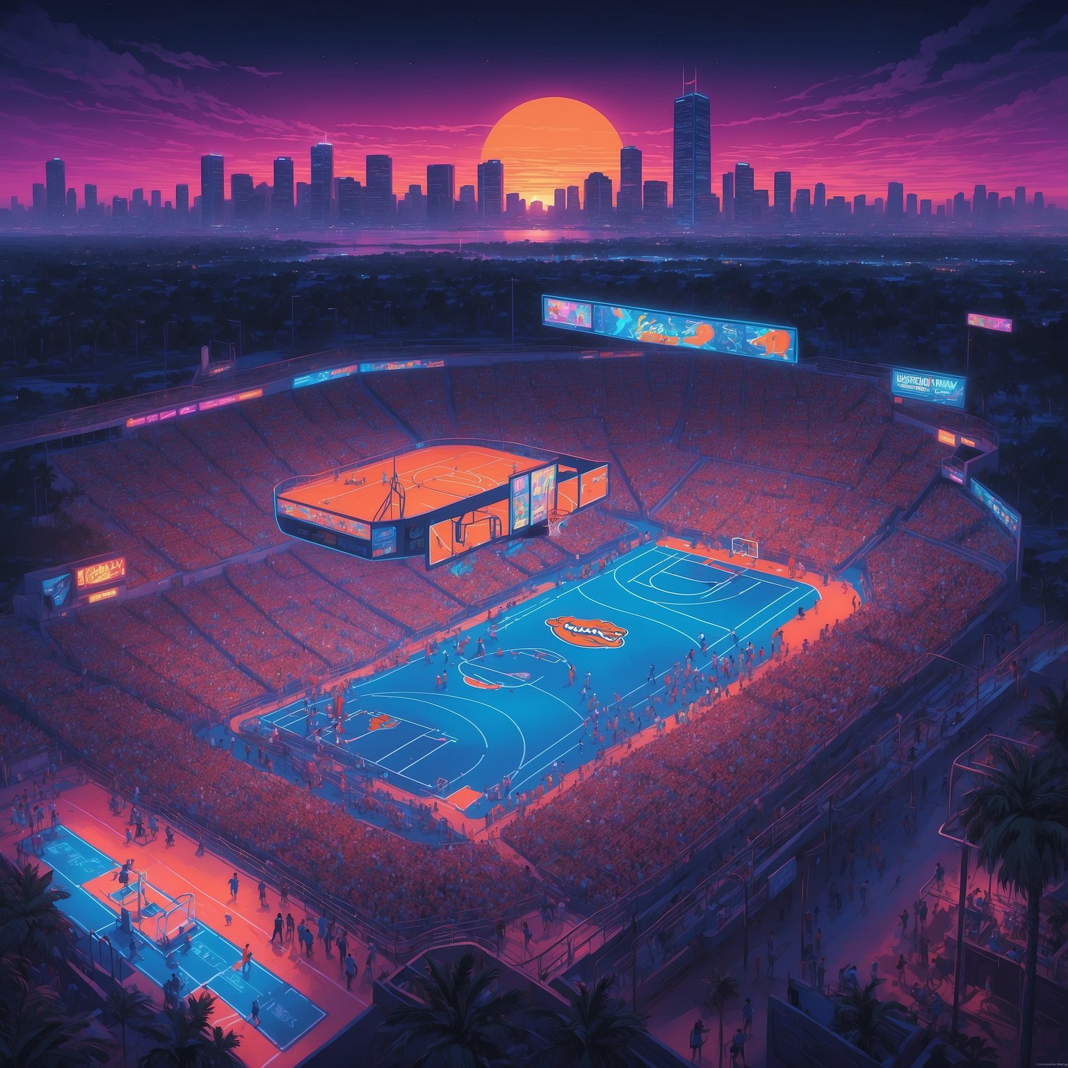 Florida Coach Amazed to Find Two Freshmen Who Actually Know How to Play Basketball - painting of Florida Gators basketball venue