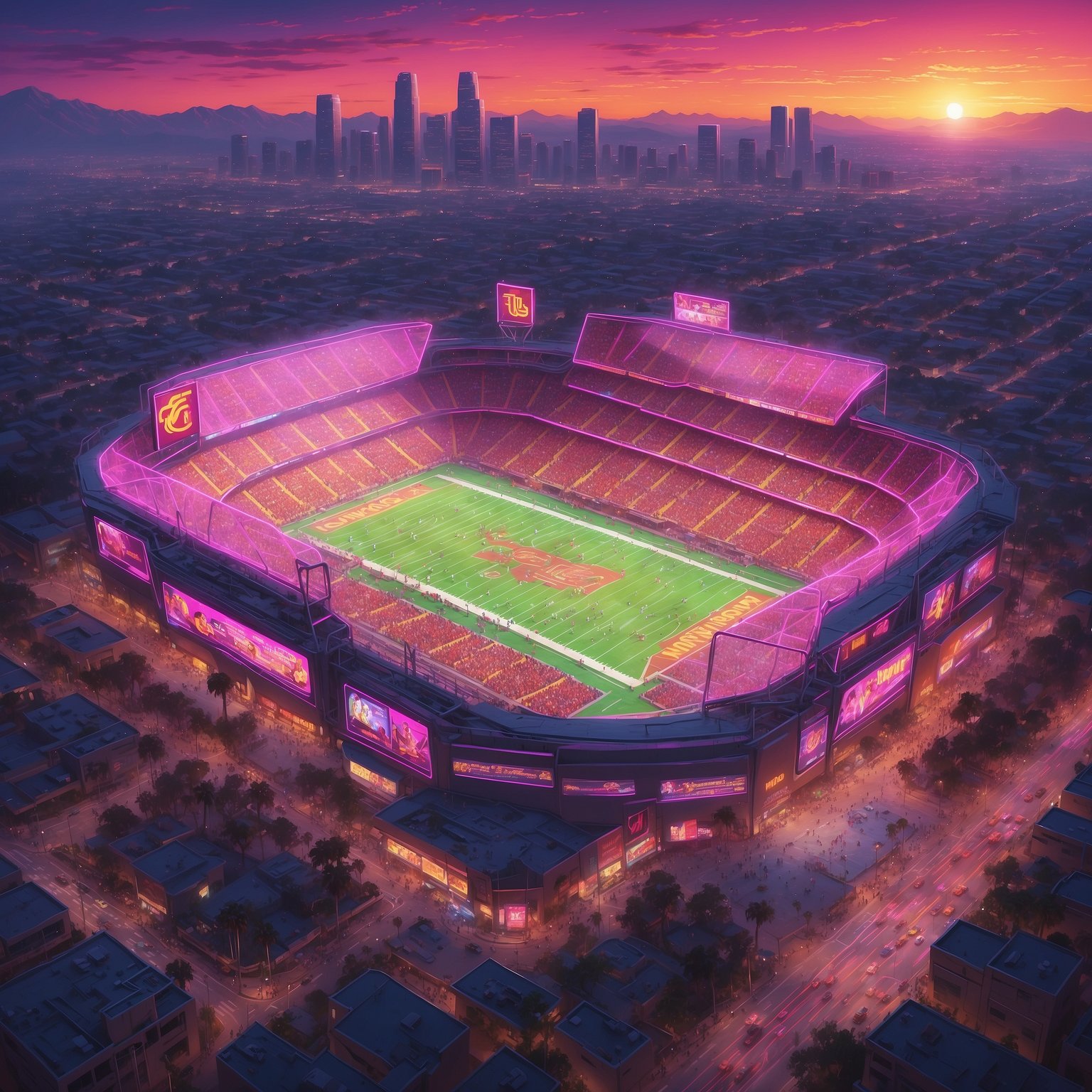 USC Declares Bye Week A Critical Mission To Rediscover What Running Without Pain Feels Like - painting of USC Trojans football venue