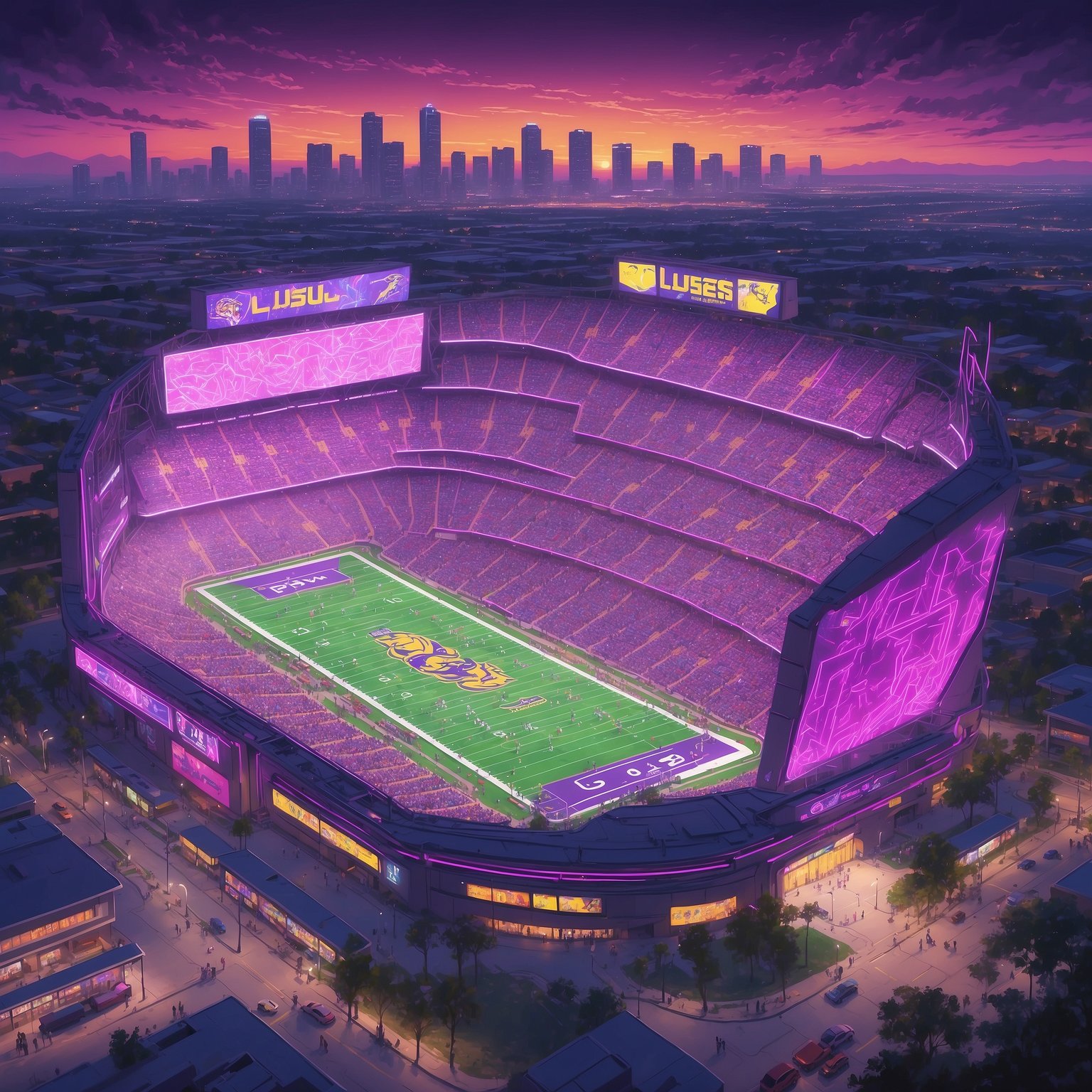 LSU Coach Announces Garrett Nussmeier’s Sluggish Start Classified as “Minor Nap” rather than Injury - painting of LSU Tigers Football venue