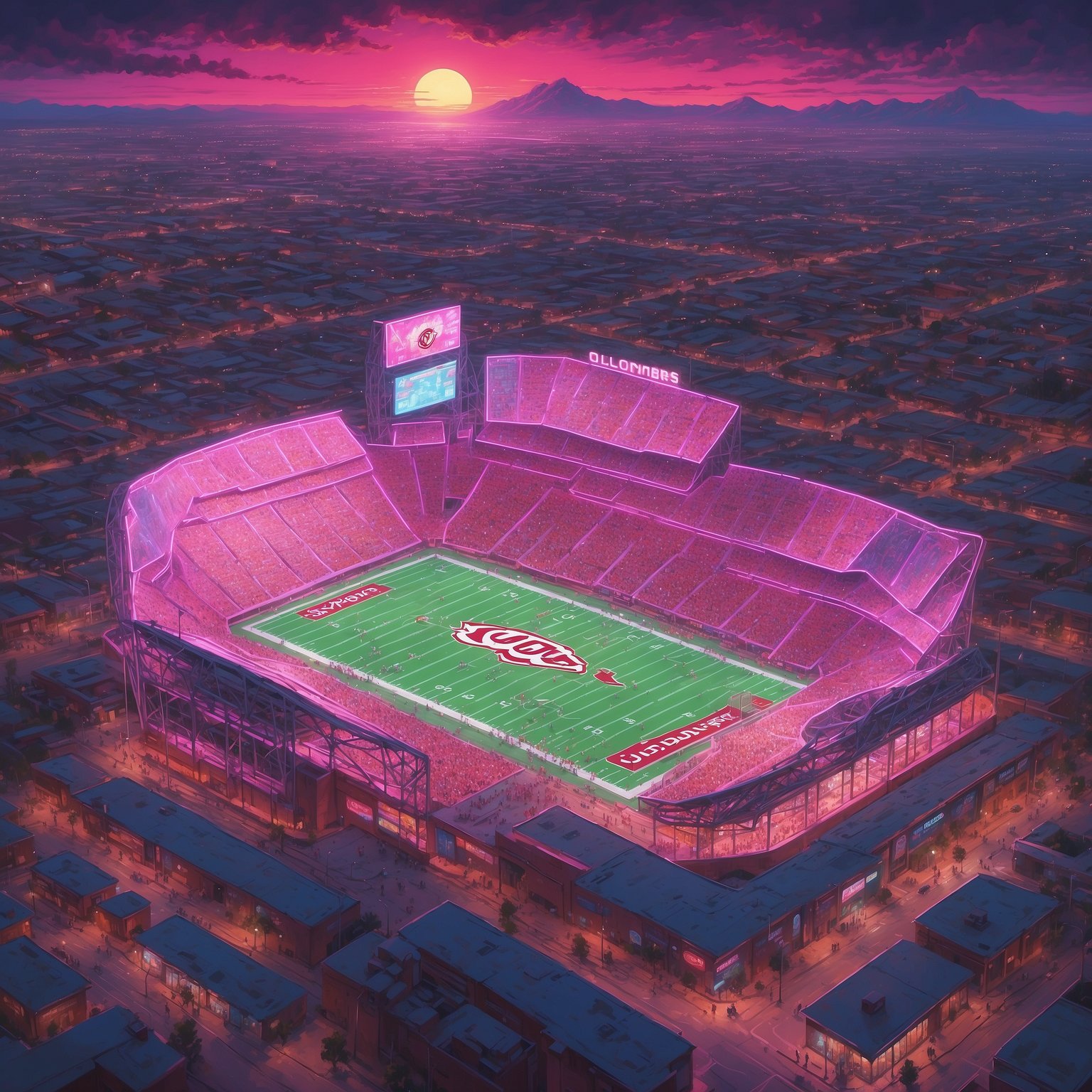 Oklahoma Declares State of Emergency Over Missing Rushing Yards Ahead of Kent State Face-Off - painting of Oklahoma Sooners football venue