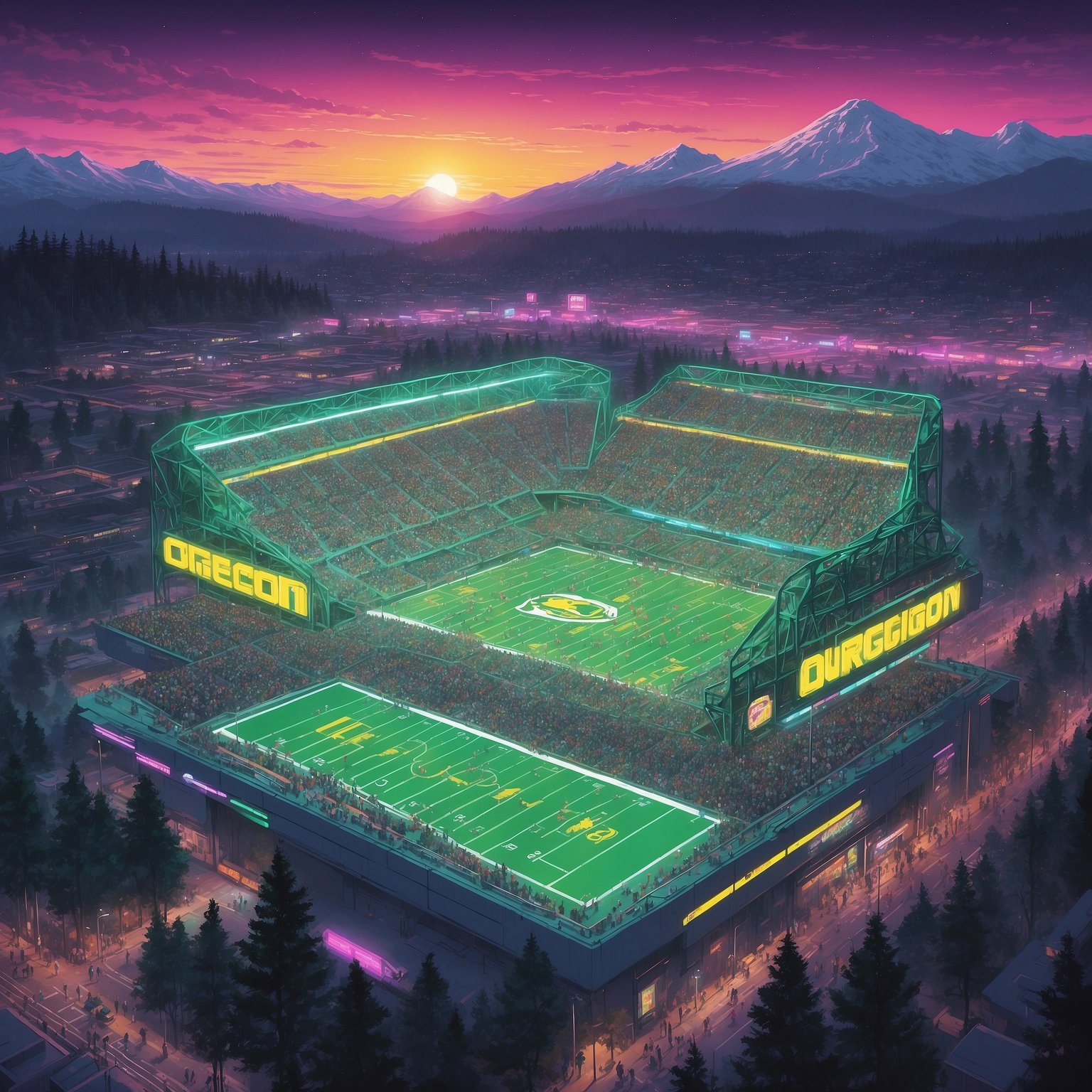 Dan Lanning Breaks Into Proud Dad Mode as Former Duck Finally Flies the NFL Coop - painting of Oregon Ducks football venue